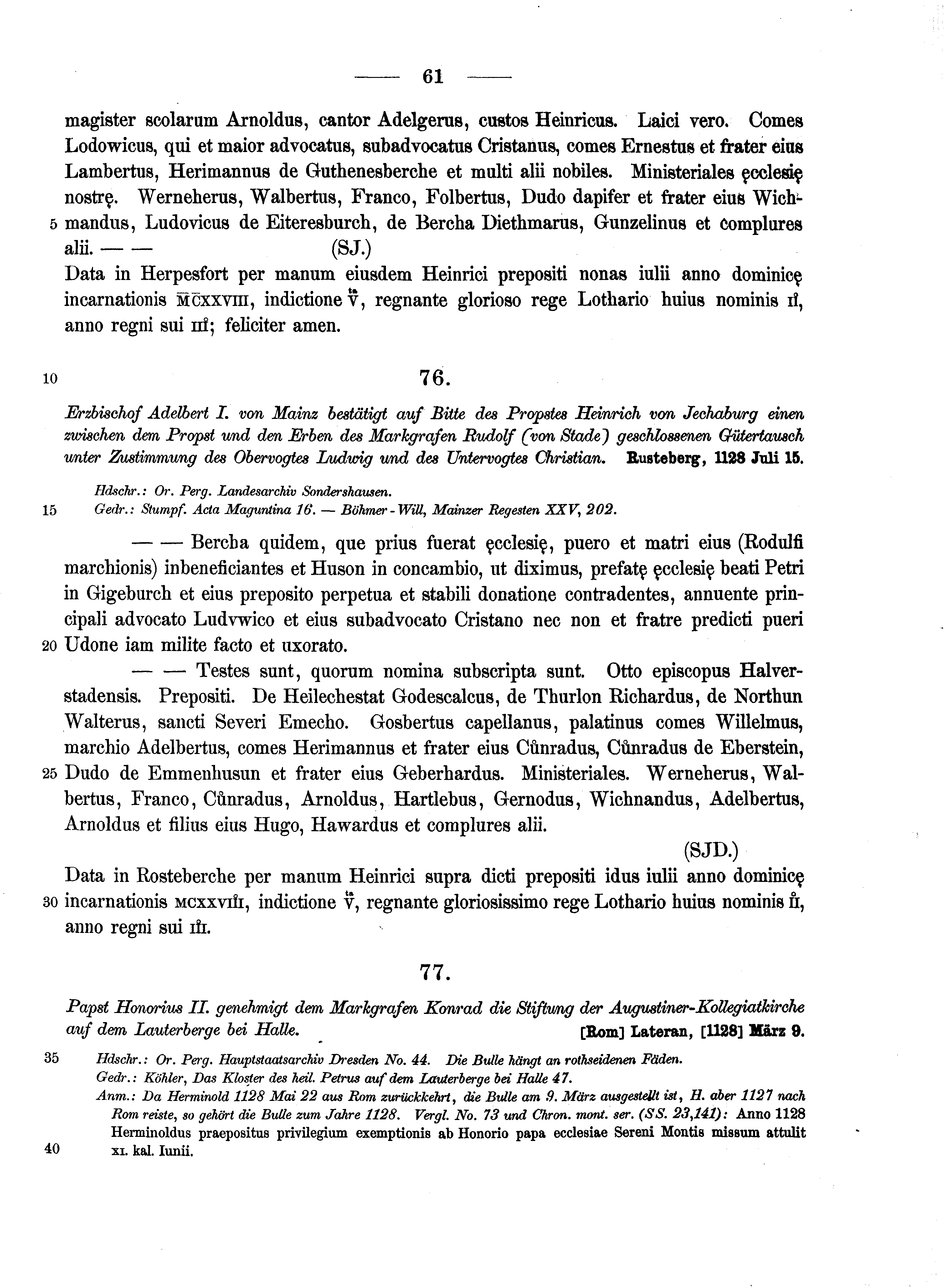 Historische Urkunde Seite 61 aus Band cds1a2