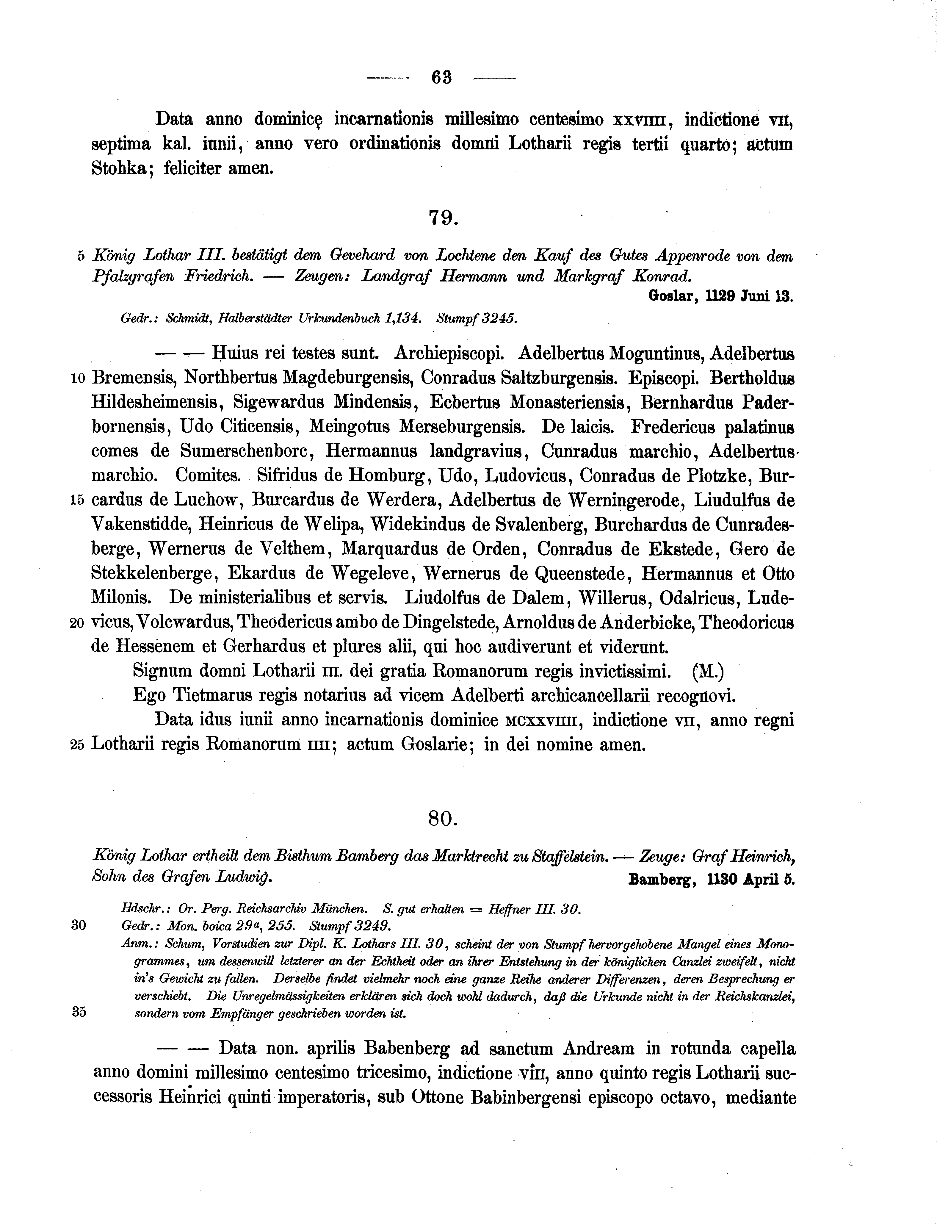 Historische Urkunde Seite 63 aus Band cds1a2