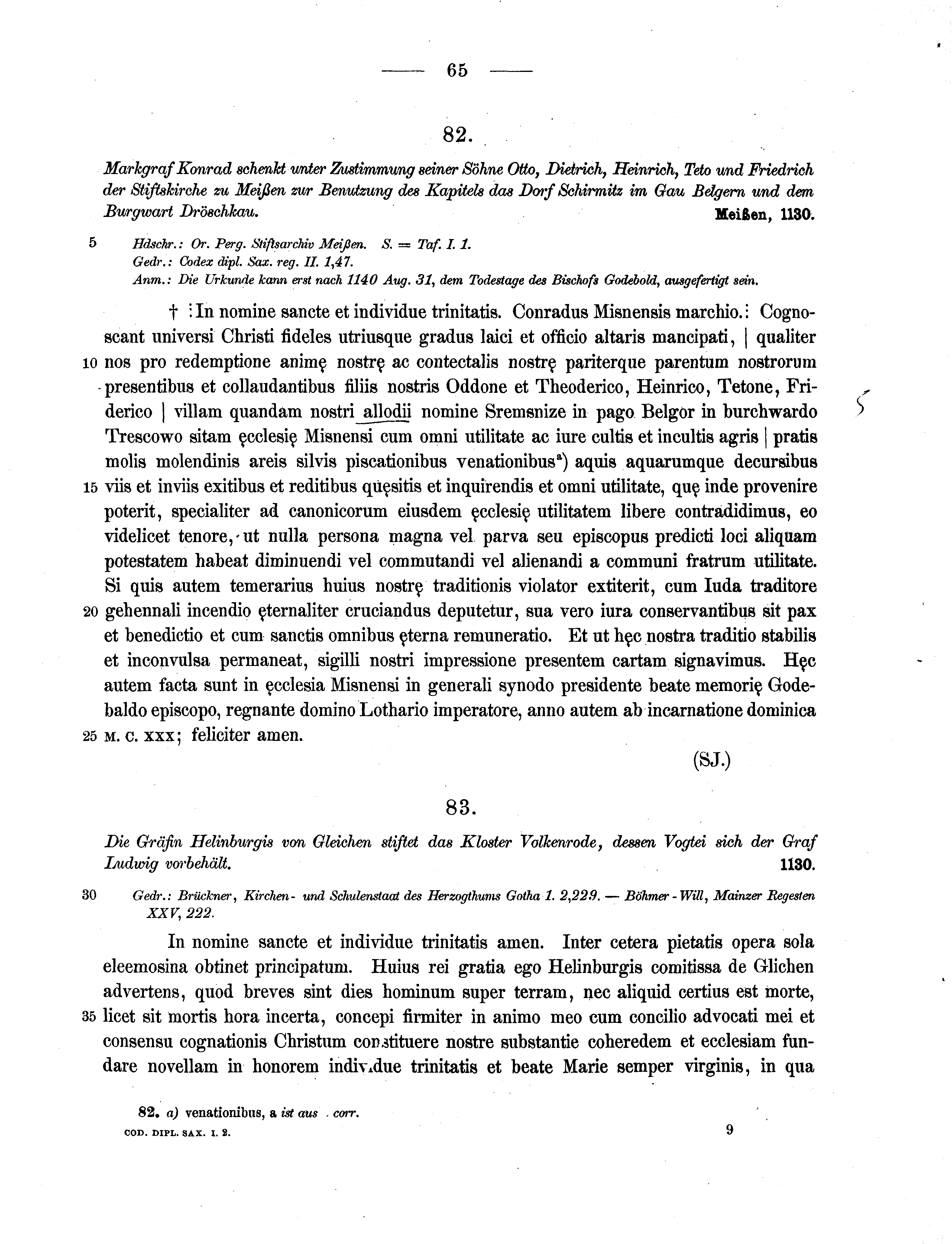 Historische Urkunde Seite 65 aus Band cds1a2