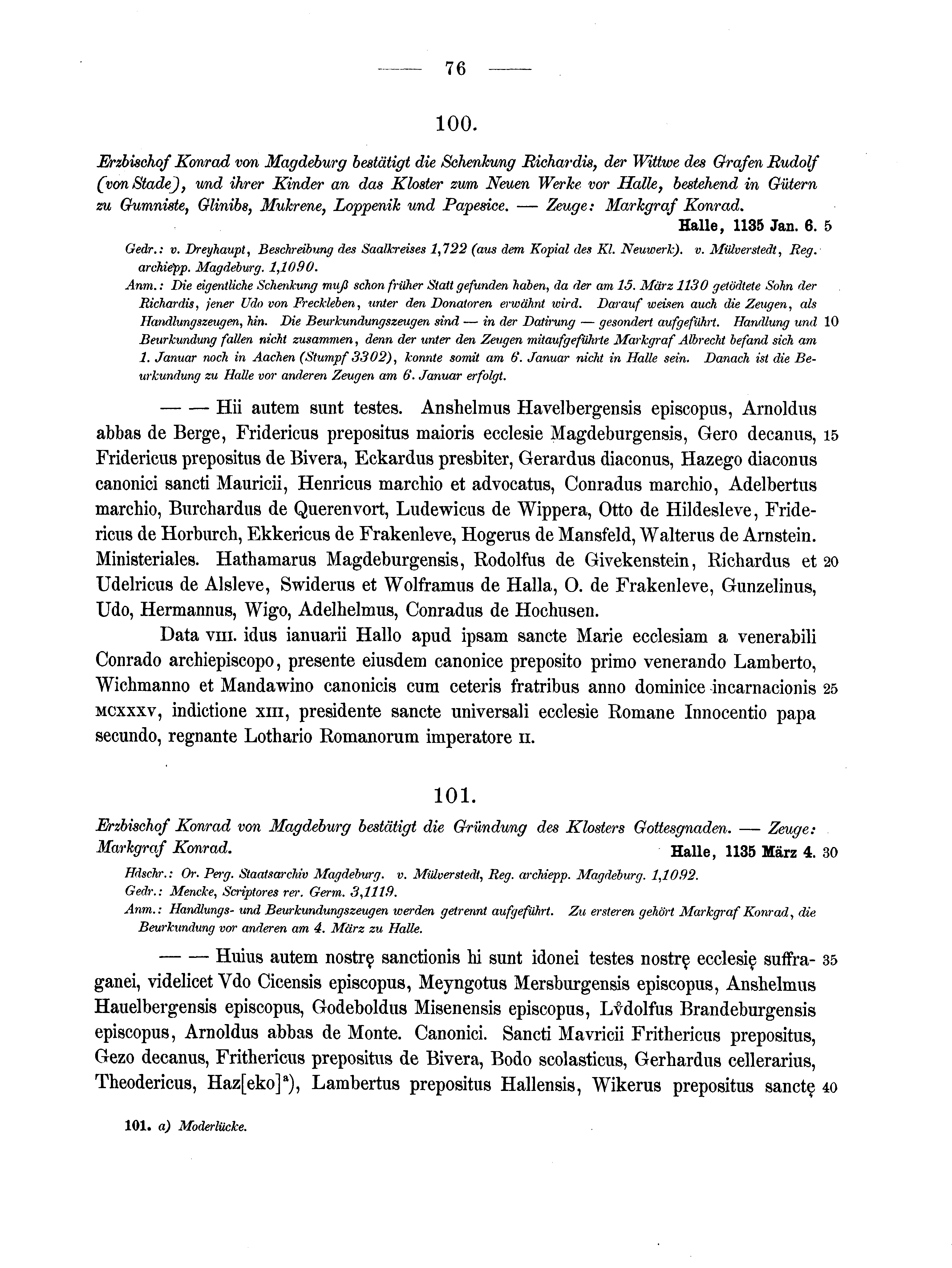 Historische Urkunde Seite 76 aus Band cds1a2