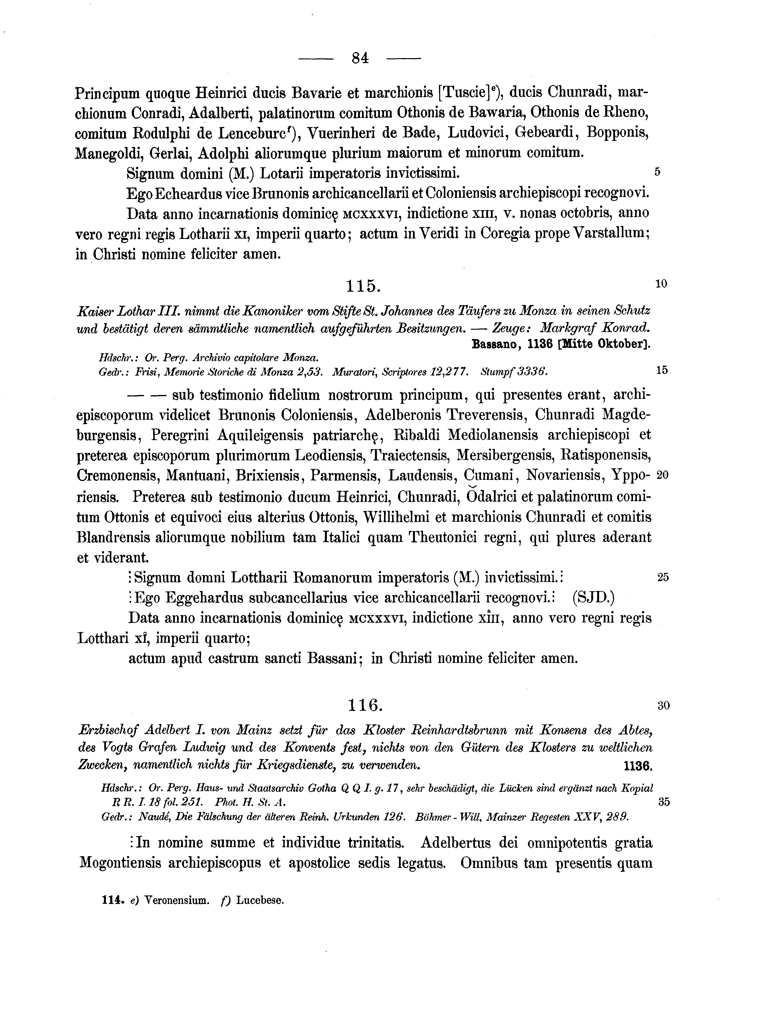 Historische Urkunde Seite 84 aus Band cds1a2