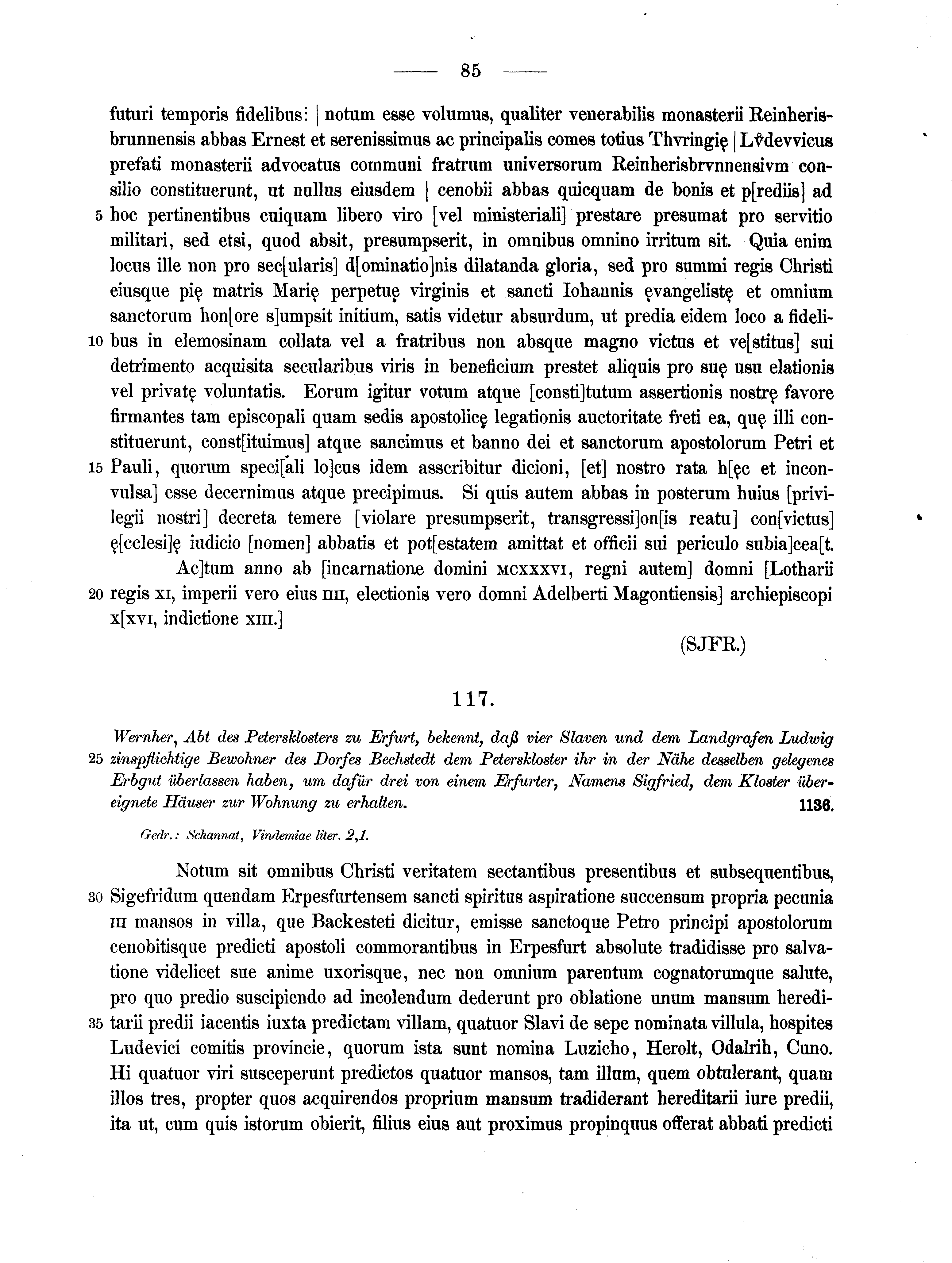 Historische Urkunde Seite 85 aus Band cds1a2