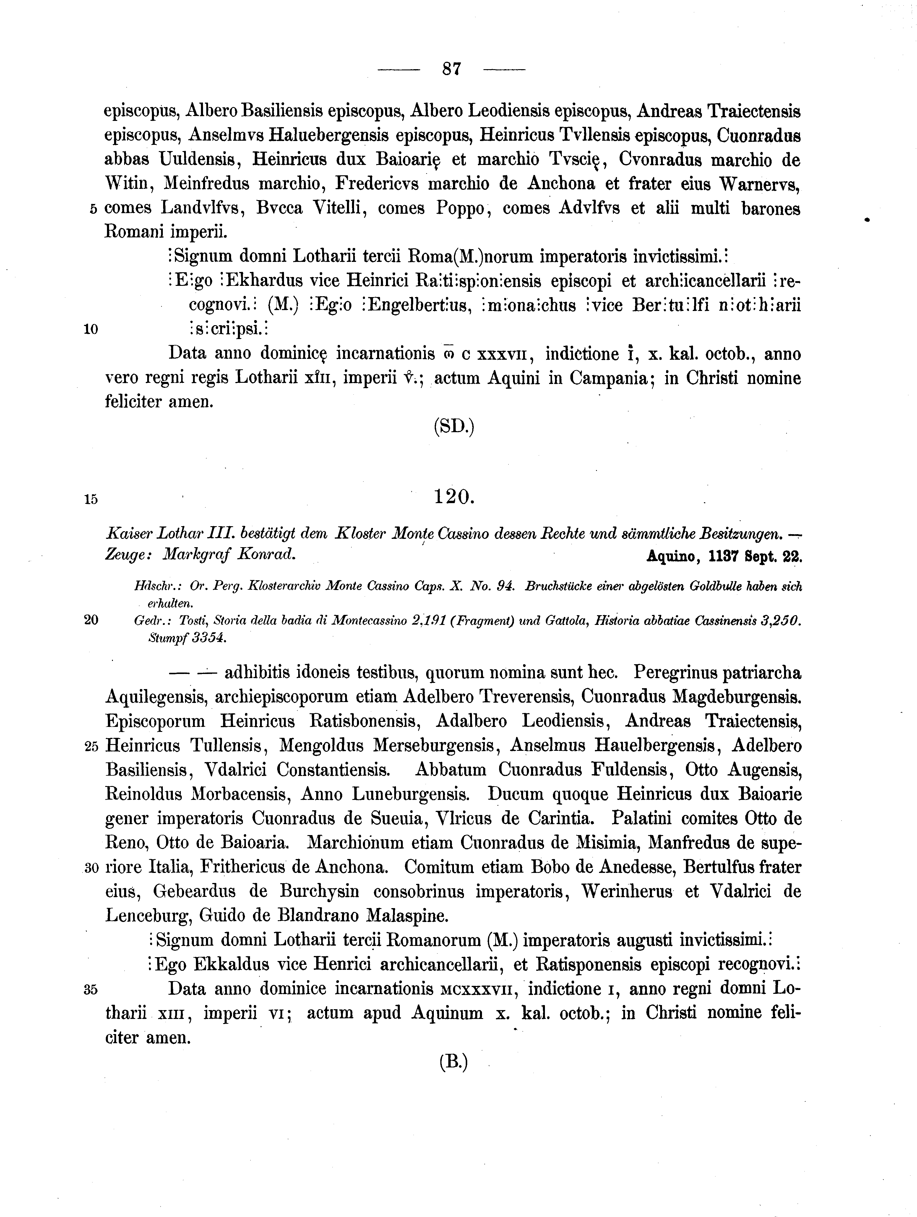 Historische Urkunde Seite 87 aus Band cds1a2
