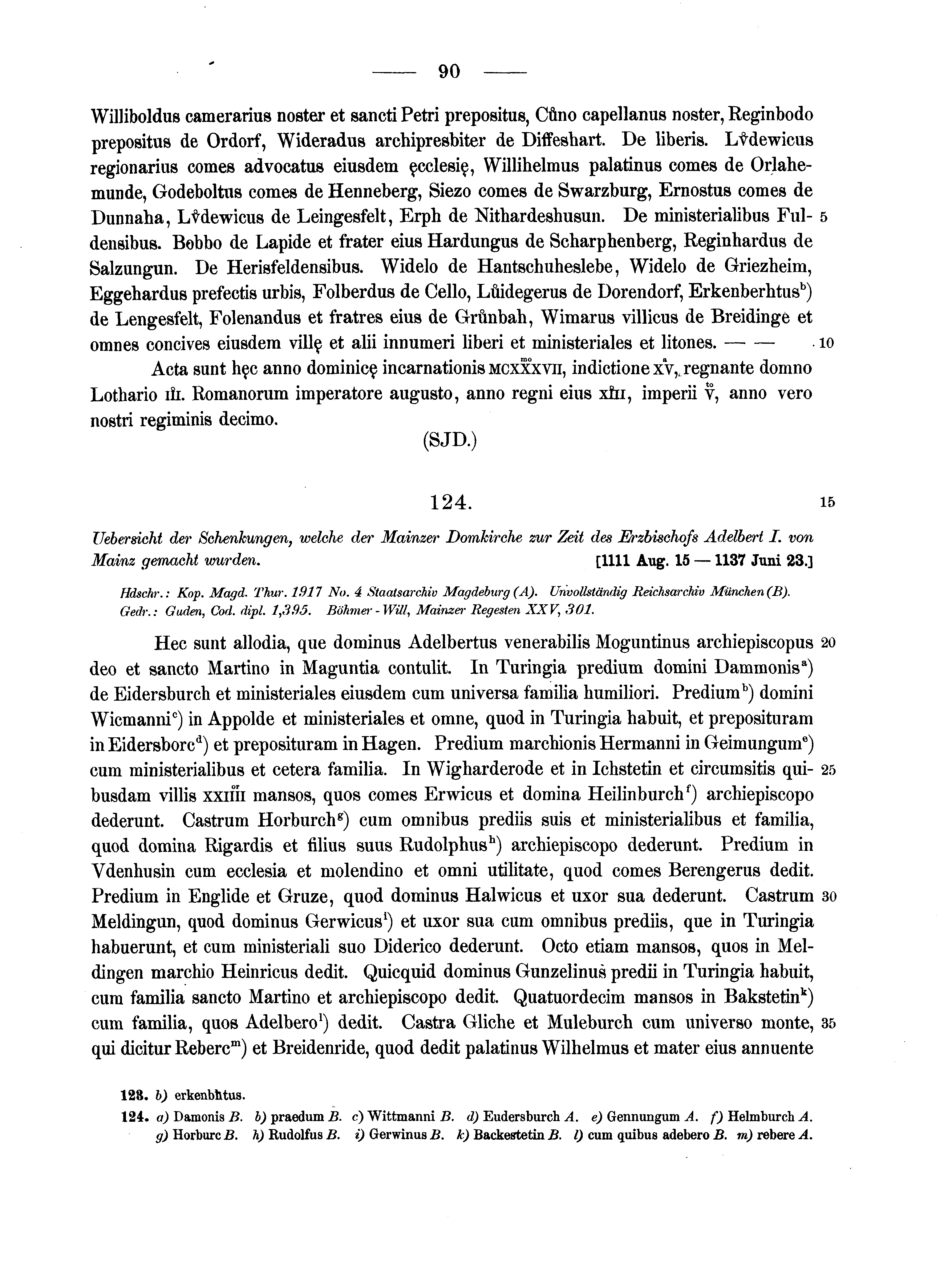 Historische Urkunde Seite 90 aus Band cds1a2