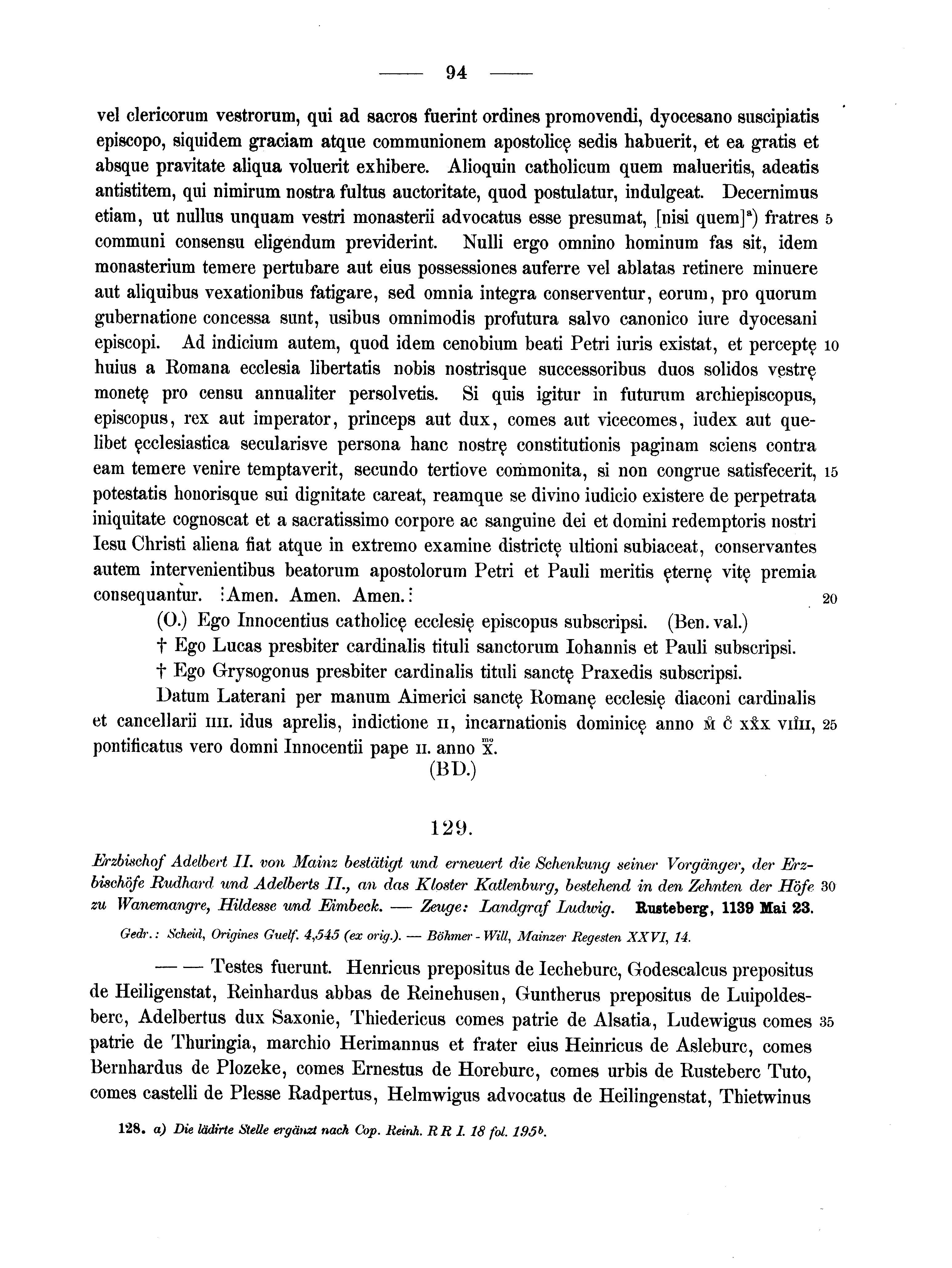 Historische Urkunde Seite 94 aus Band cds1a2