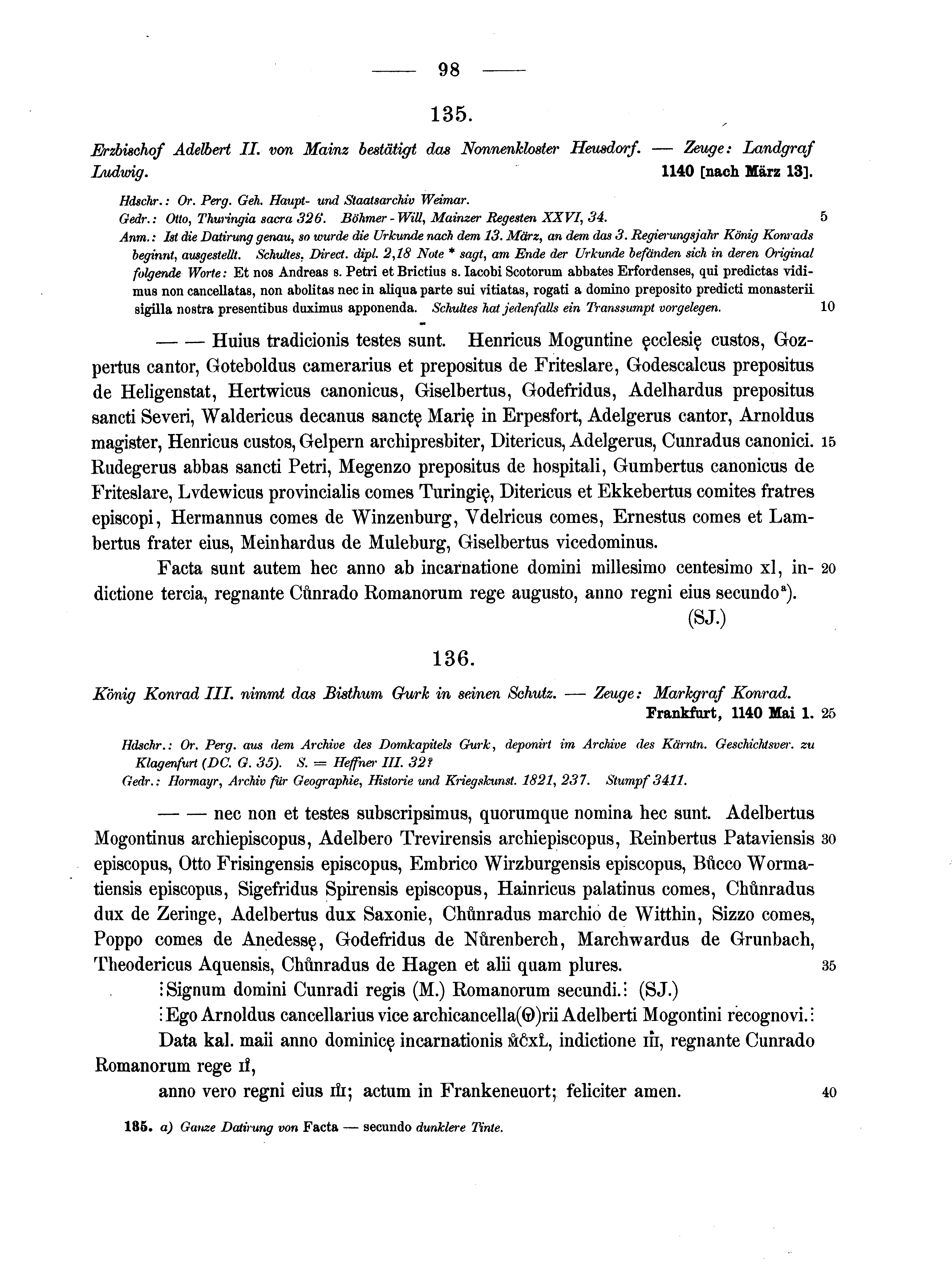 Historische Urkunde Seite 98 aus Band cds1a2