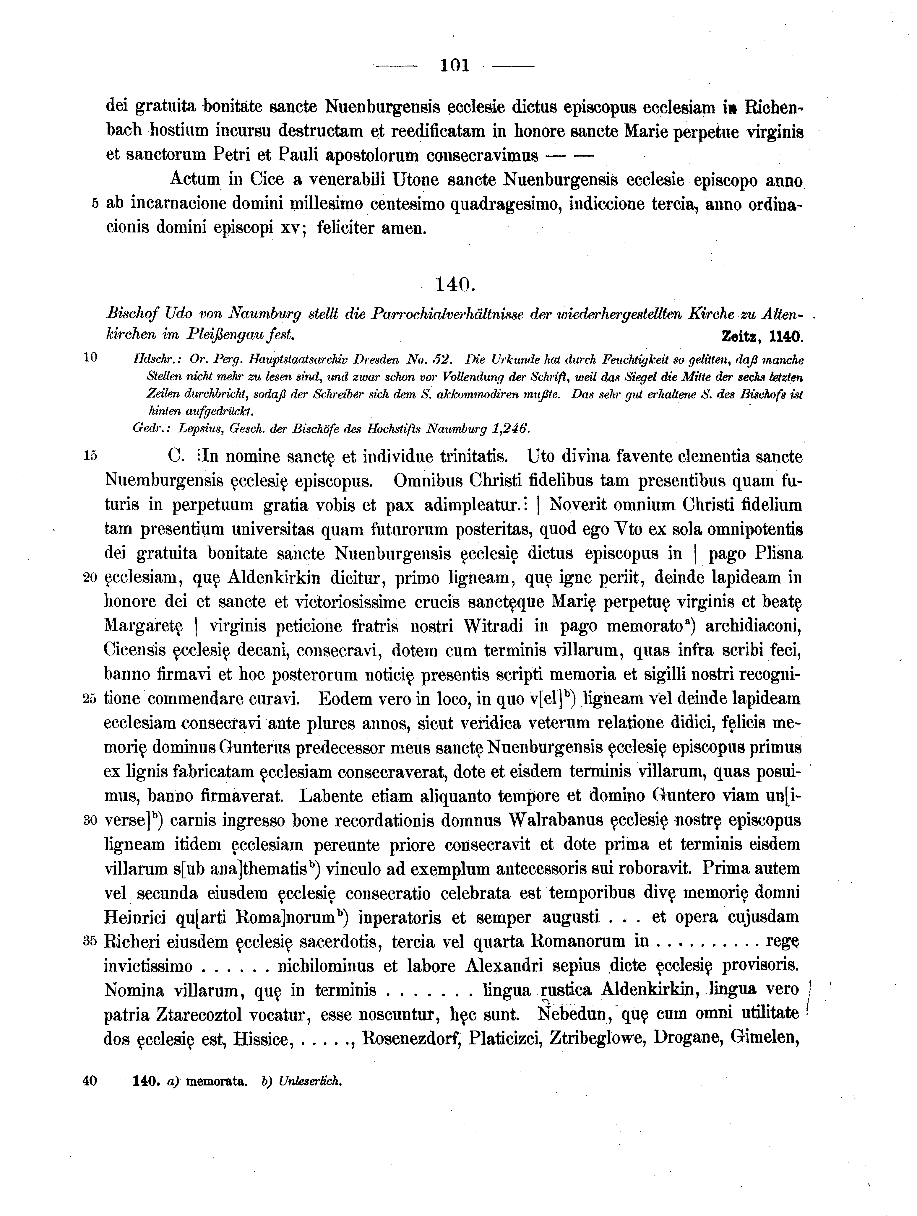 Historische Urkunde Seite 101 aus Band cds1a2