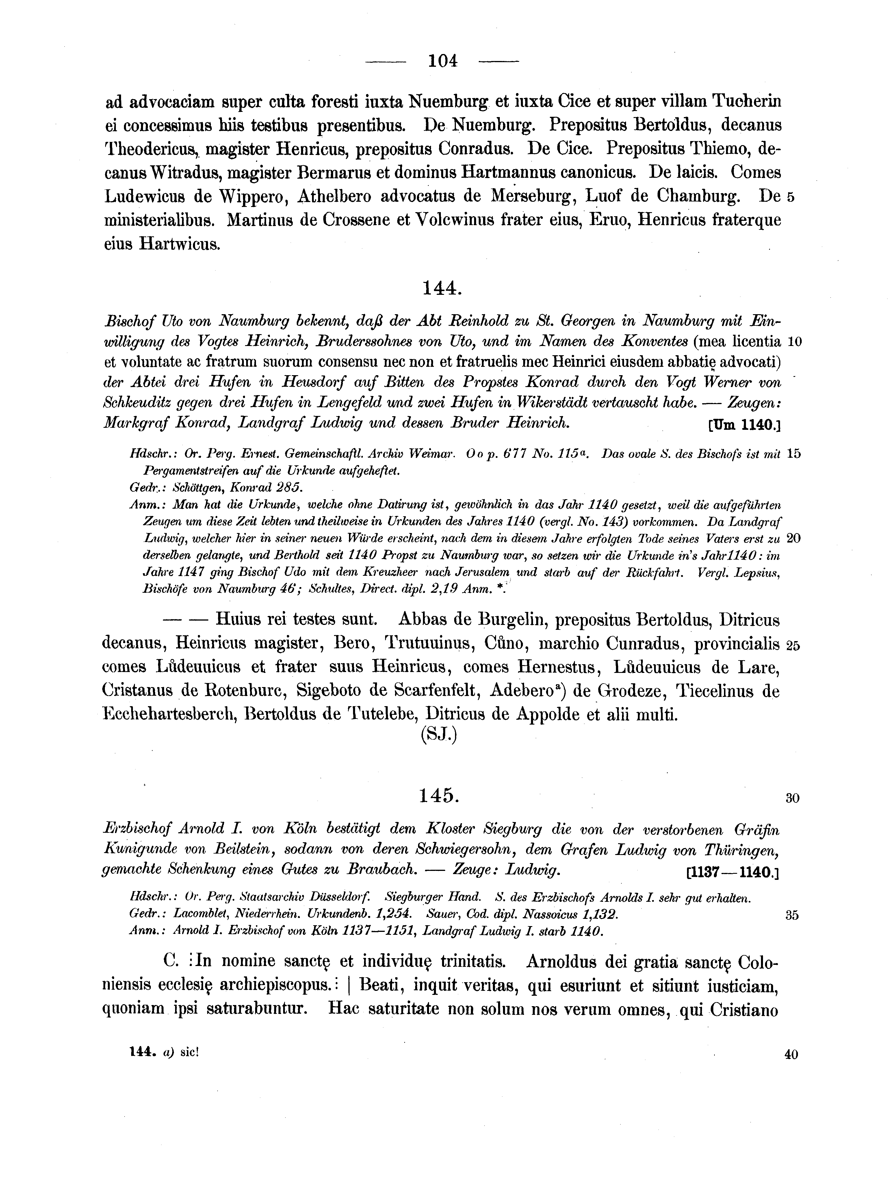 Historische Urkunde Seite 104 aus Band cds1a2