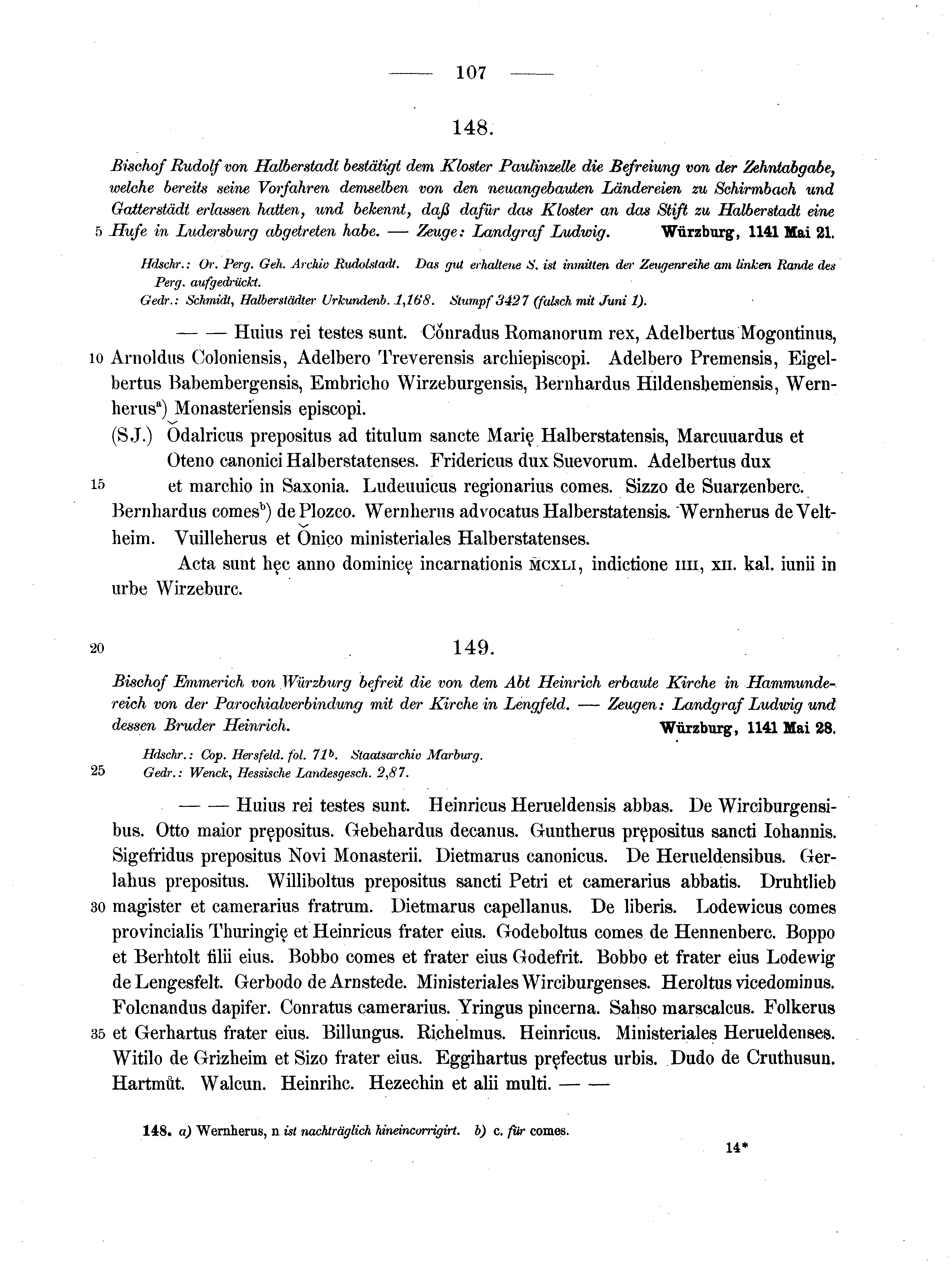 Historische Urkunde Seite 107 aus Band cds1a2