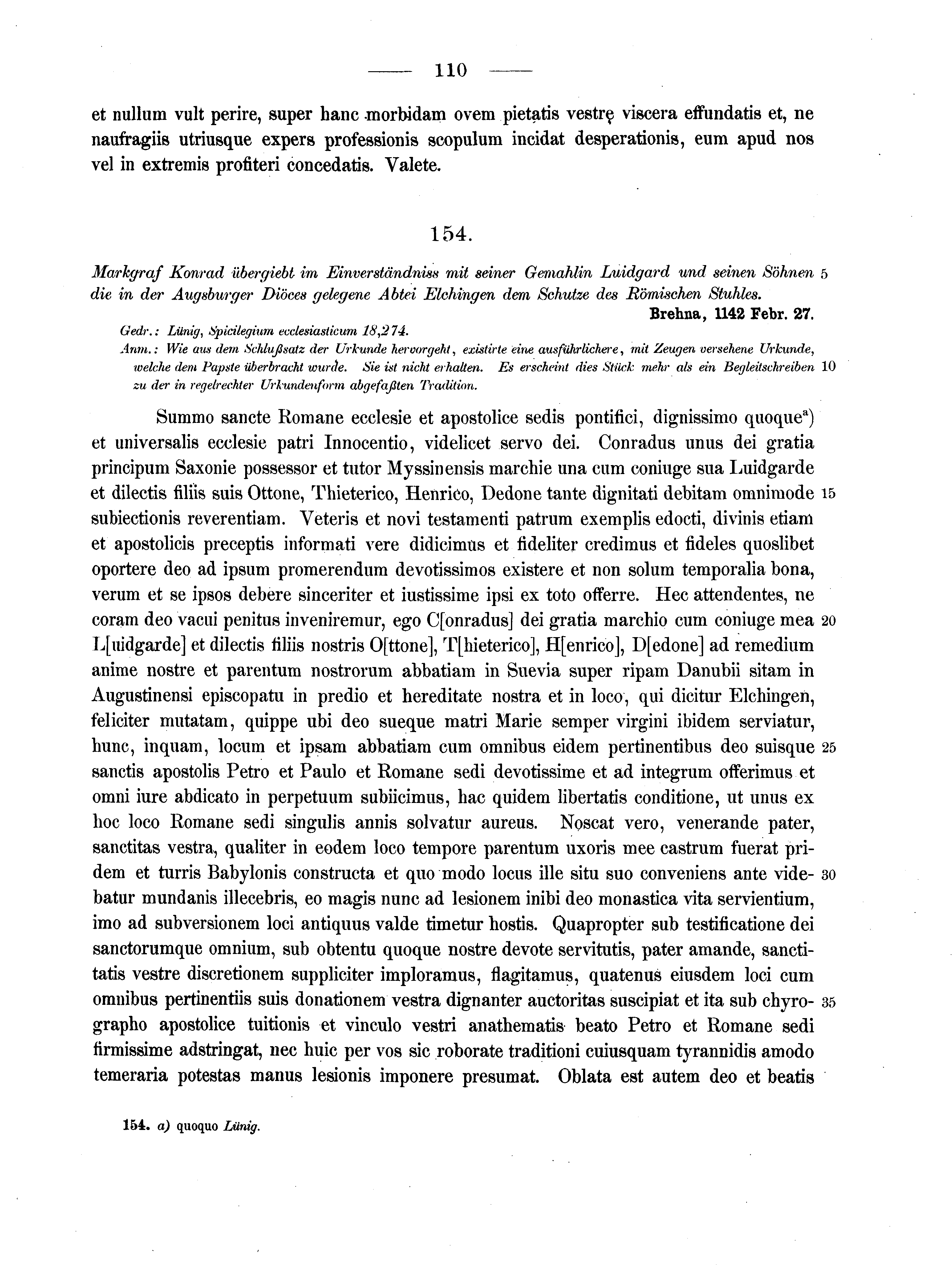 Historische Urkunde Seite 110 aus Band cds1a2