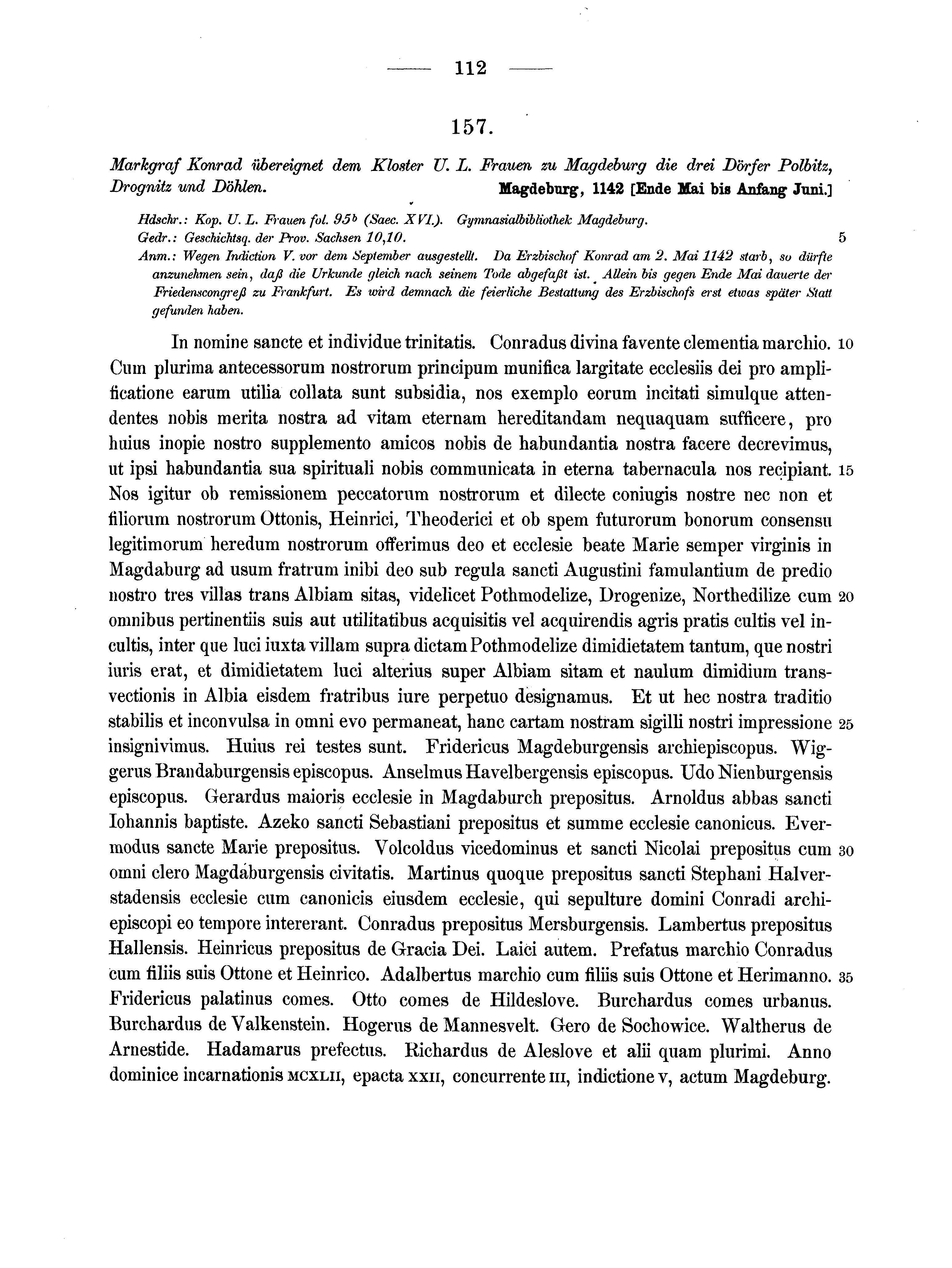 Historische Urkunde Seite 112 aus Band cds1a2