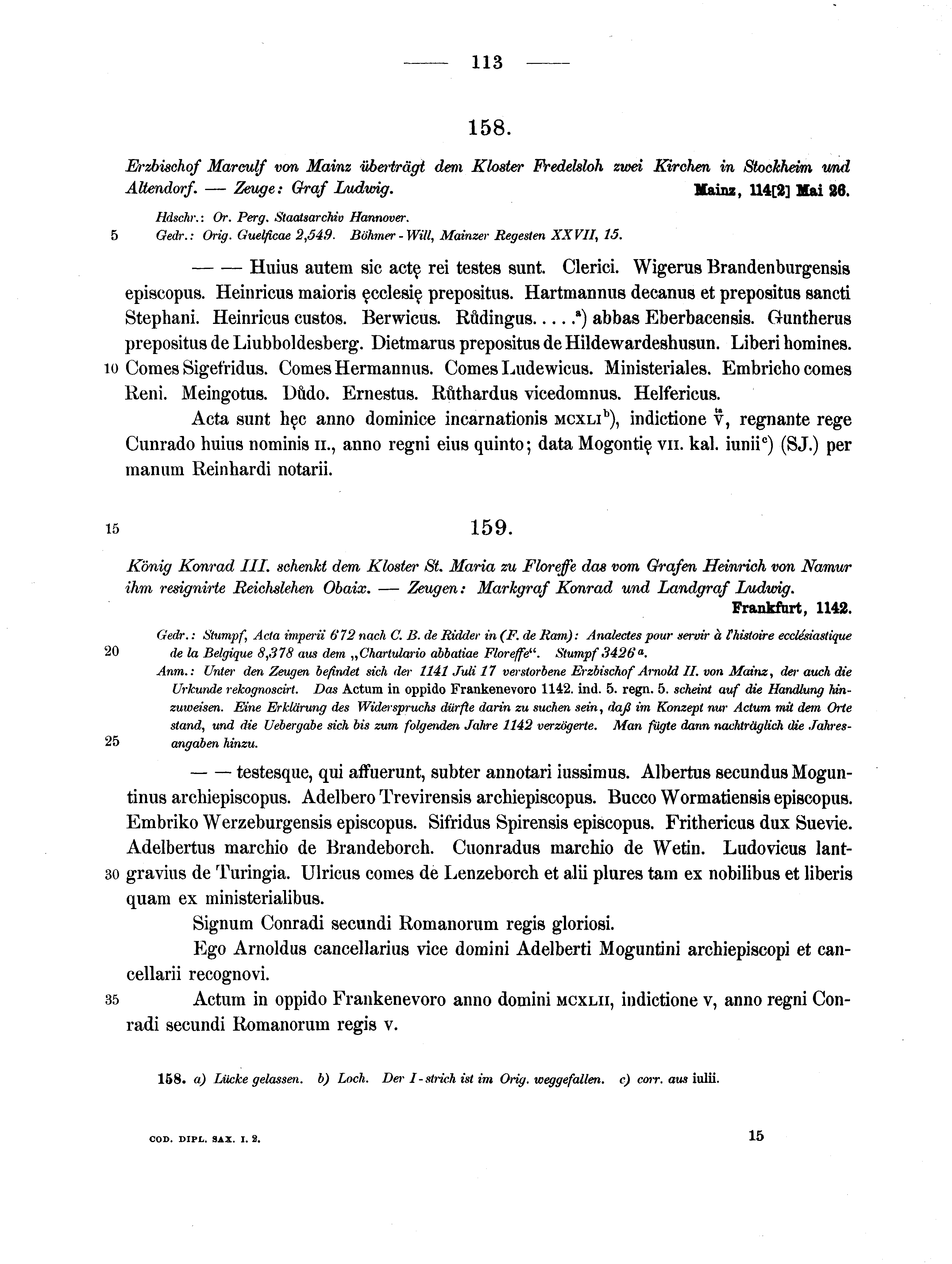 Historische Urkunde Seite 113 aus Band cds1a2