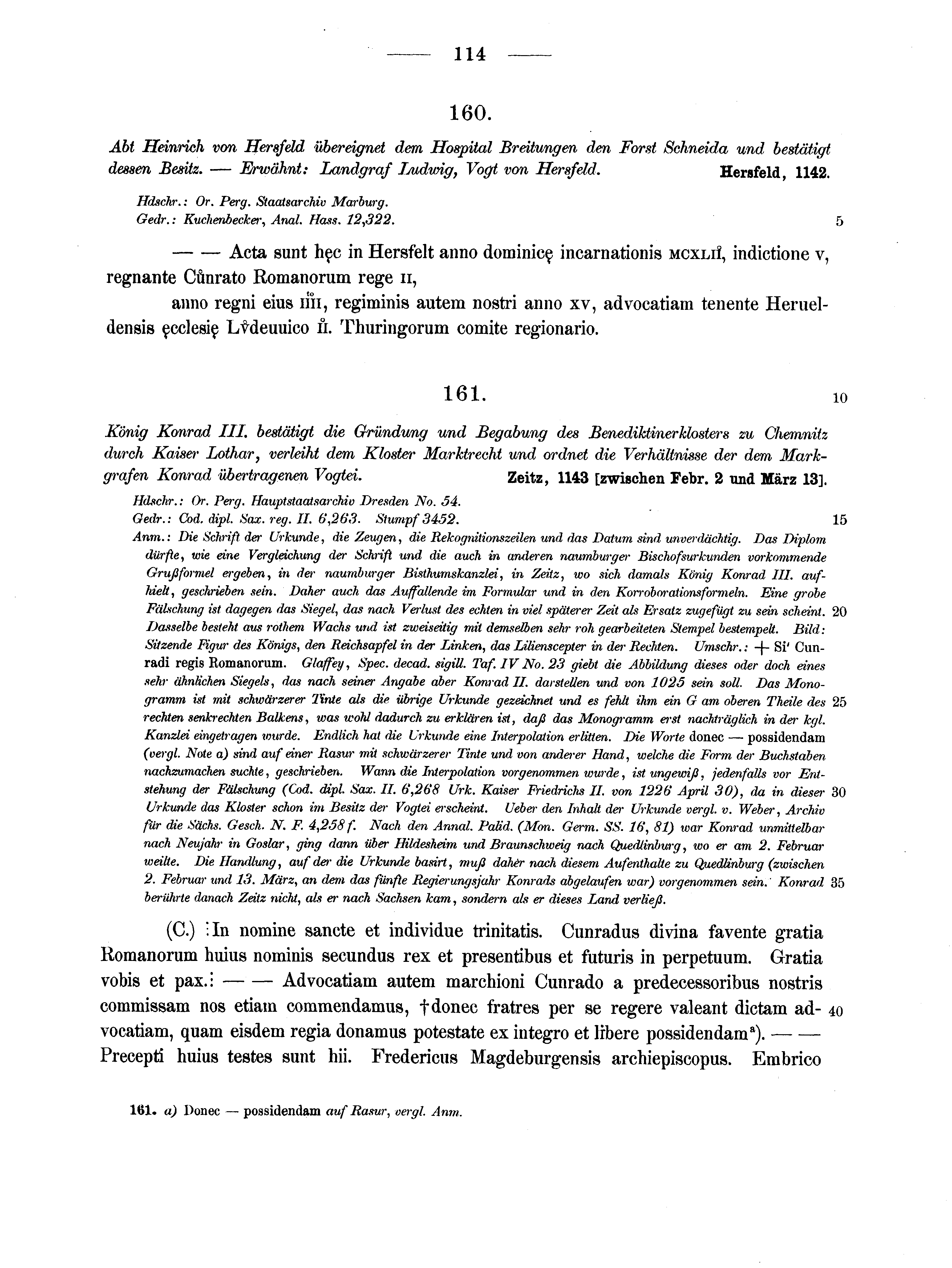 Historische Urkunde Seite 114 aus Band cds1a2