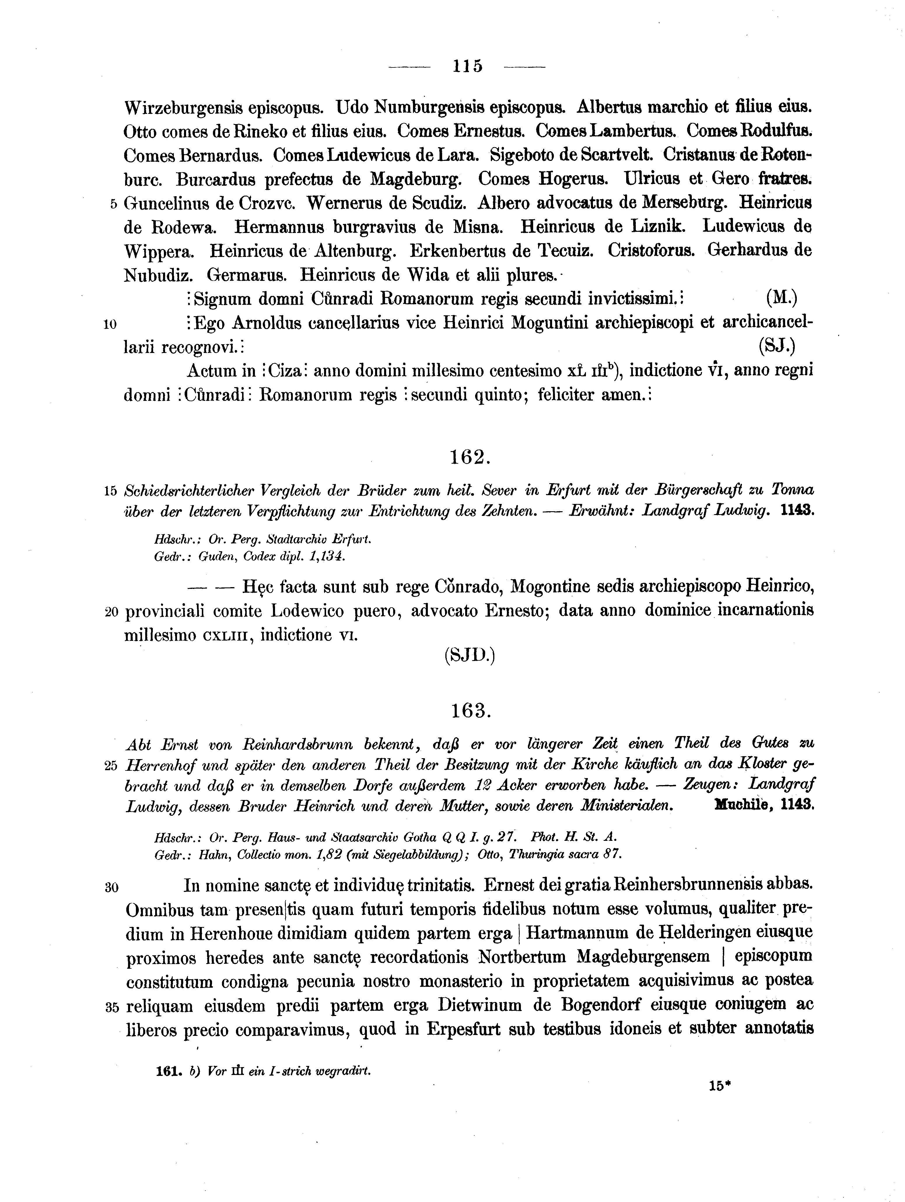 Historische Urkunde Seite 115 aus Band cds1a2