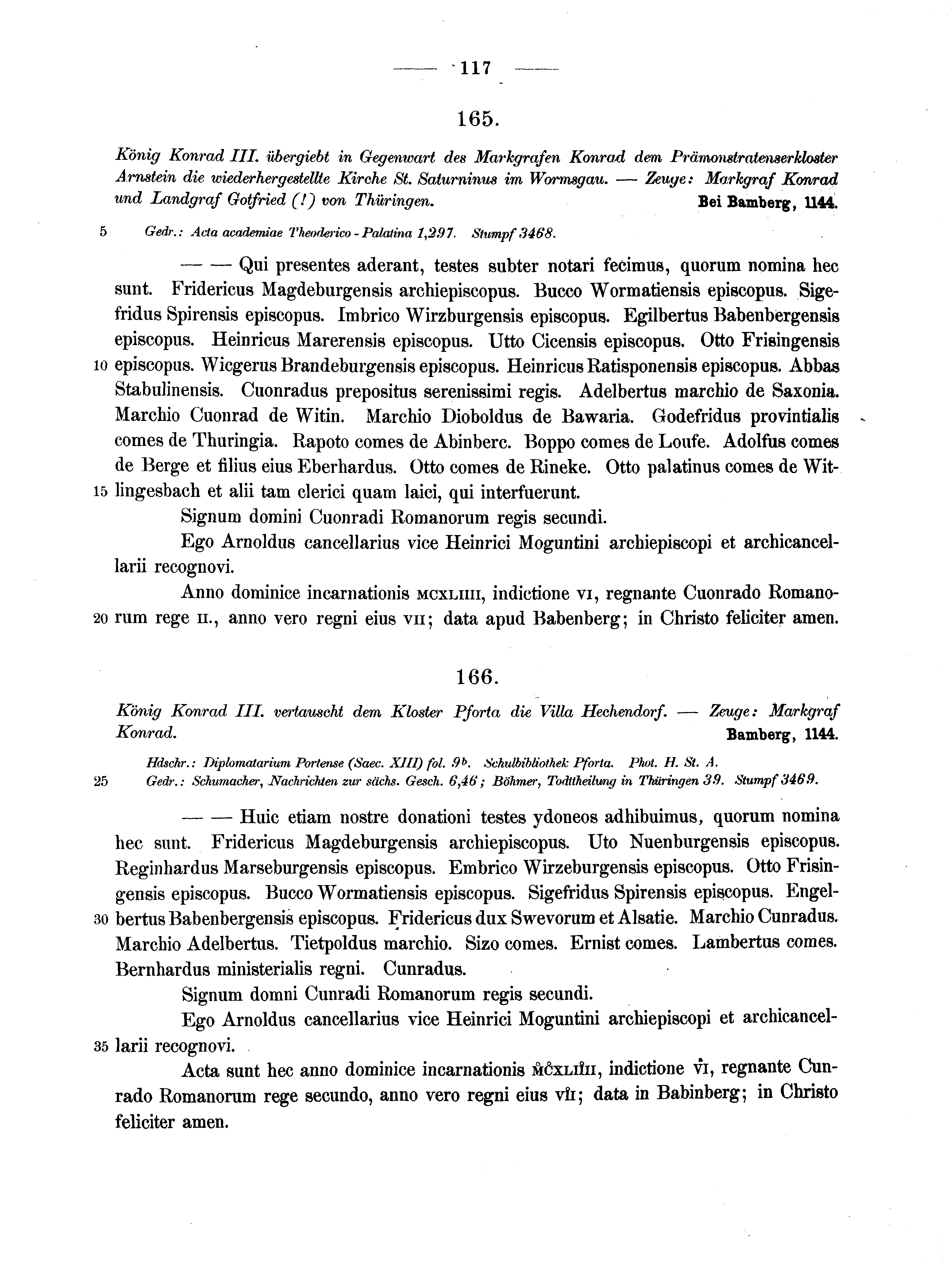 Historische Urkunde Seite 117 aus Band cds1a2