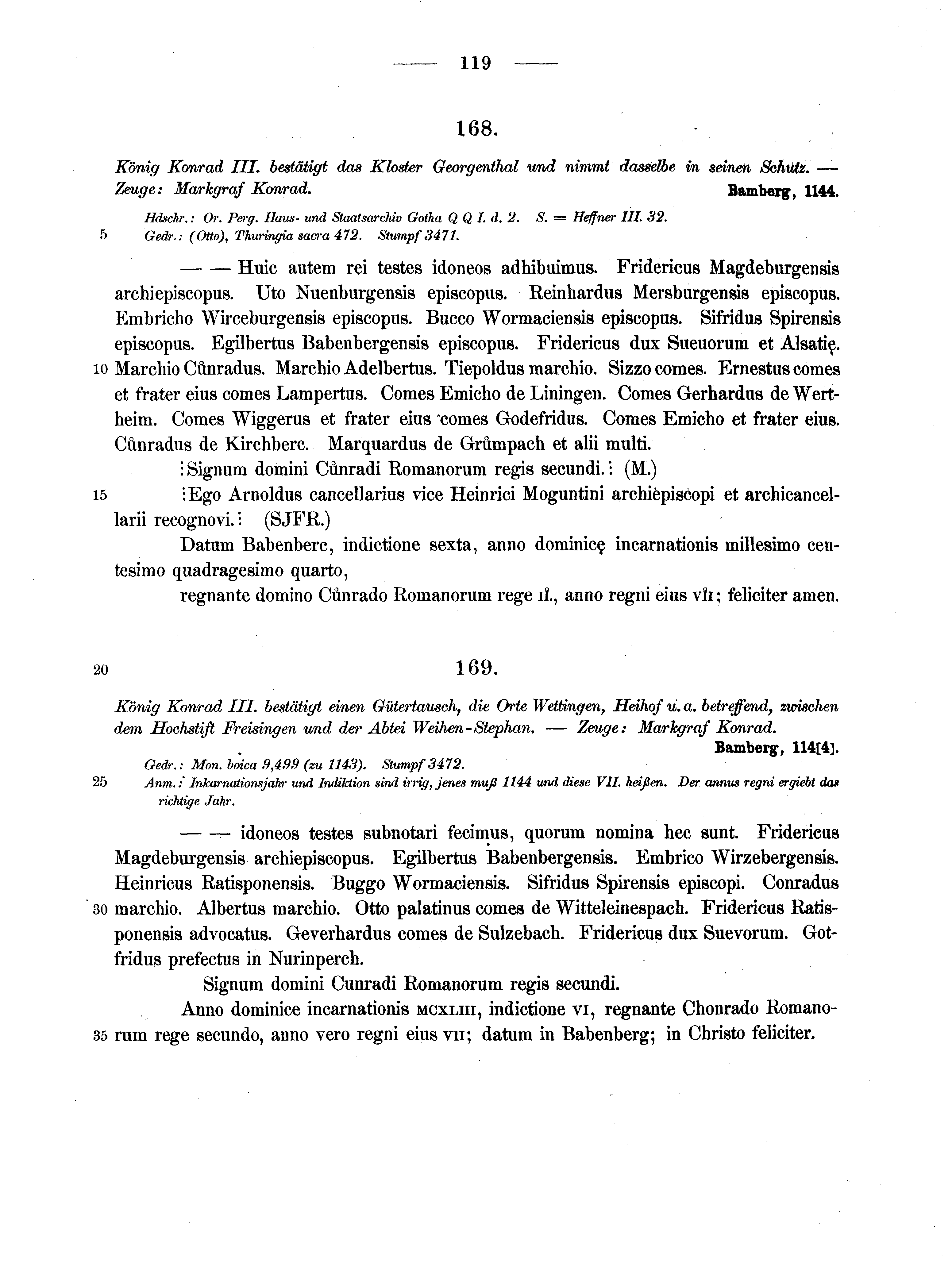 Historische Urkunde Seite 119 aus Band cds1a2