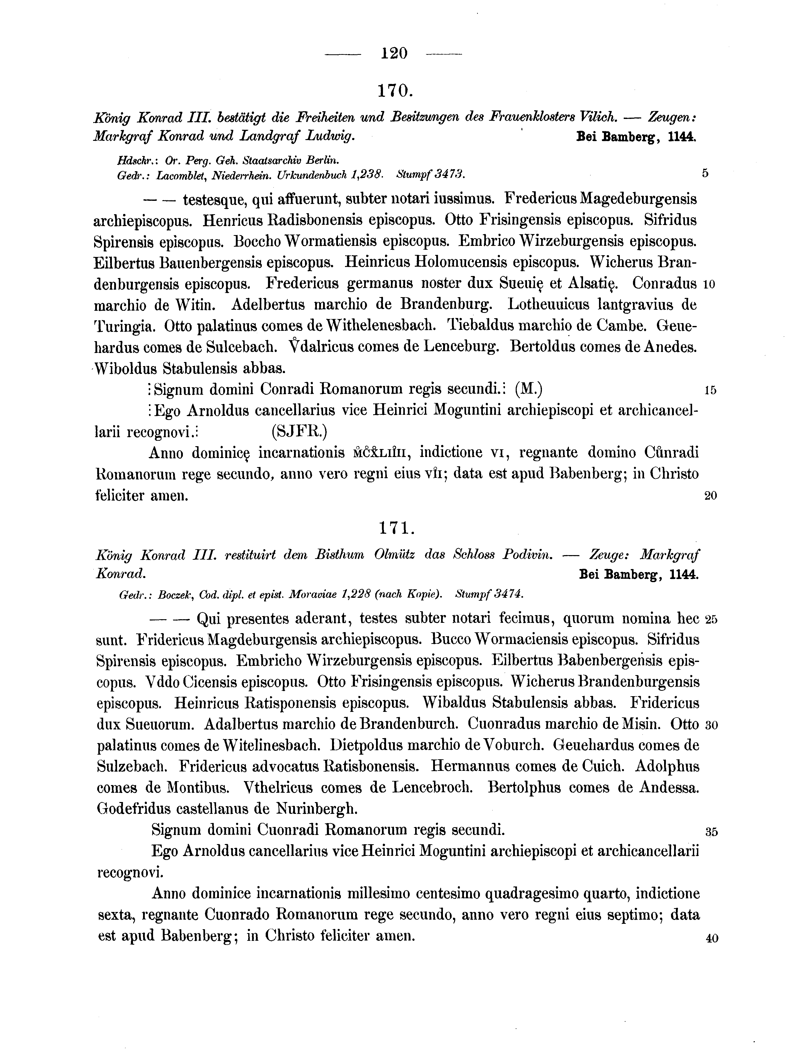 Historische Urkunde Seite 120 aus Band cds1a2