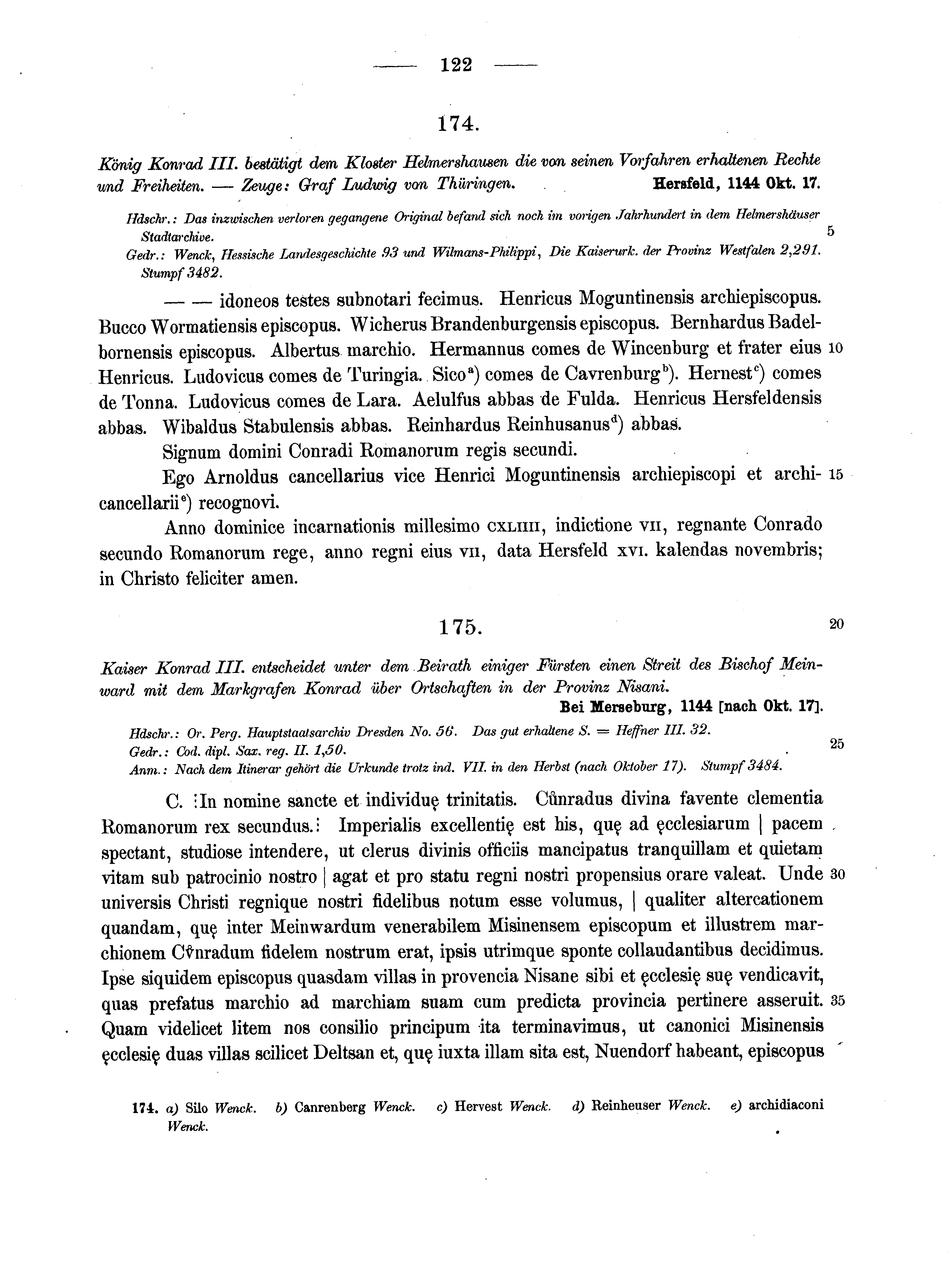 Historische Urkunde Seite 122 aus Band cds1a2