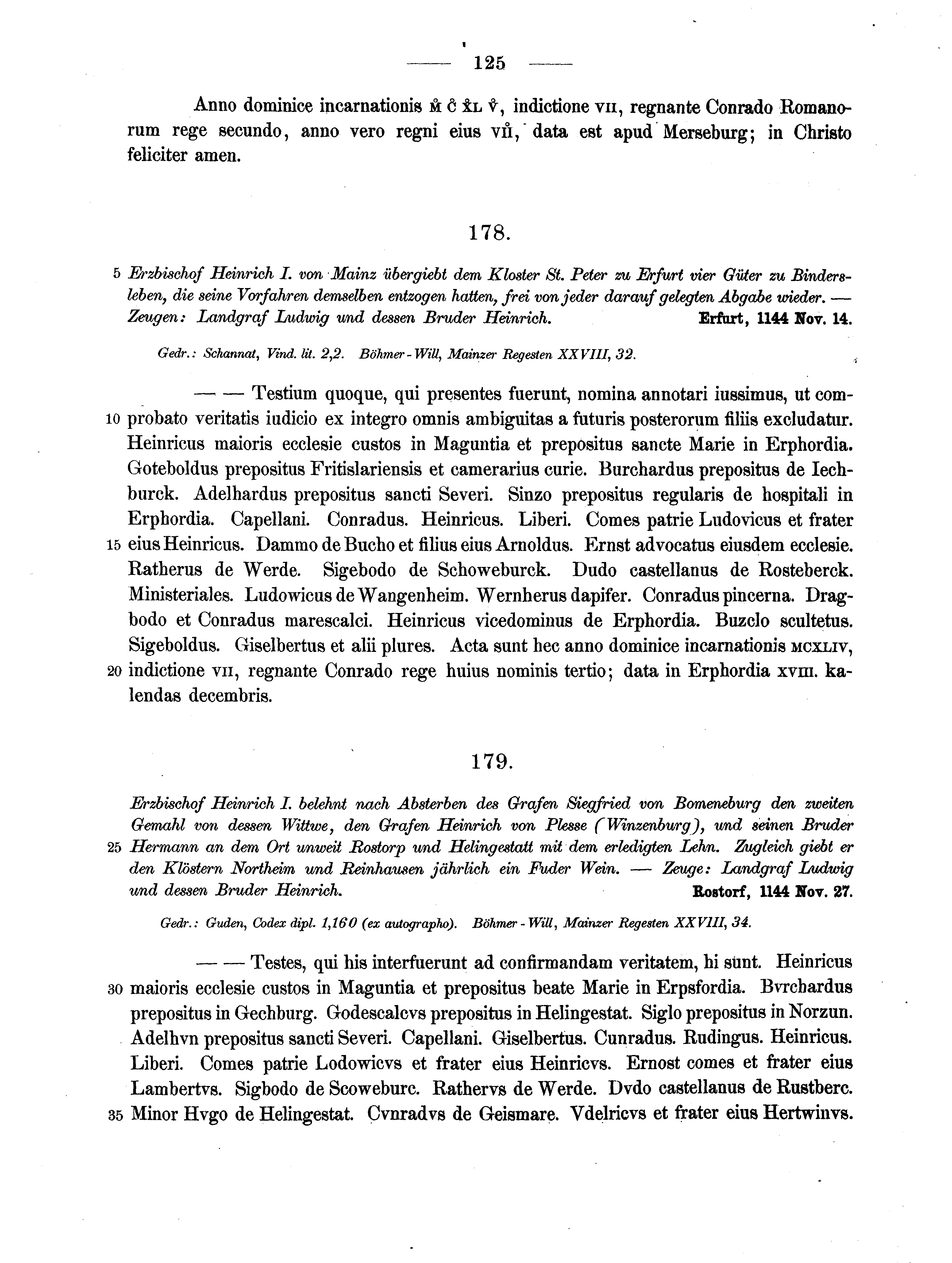 Historische Urkunde Seite 125 aus Band cds1a2