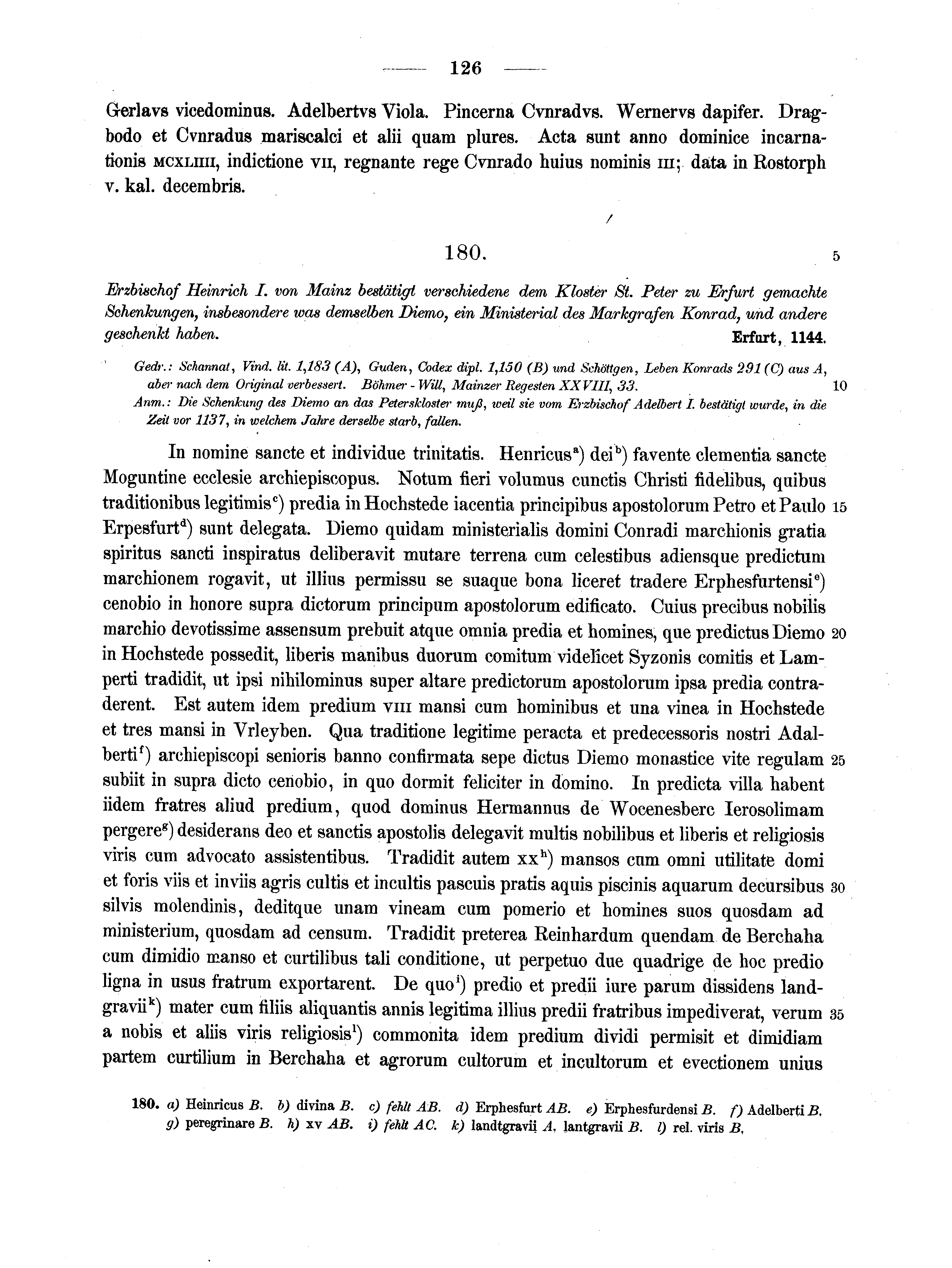 Historische Urkunde Seite 126 aus Band cds1a2