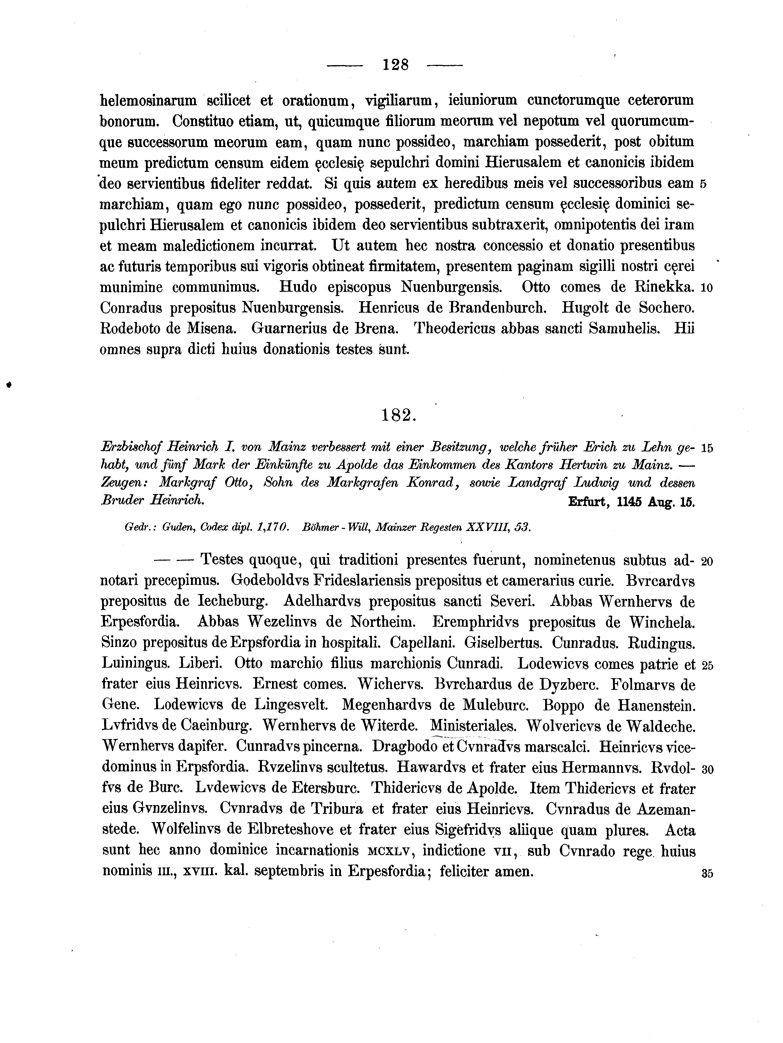 Historische Urkunde Seite 128 aus Band cds1a2