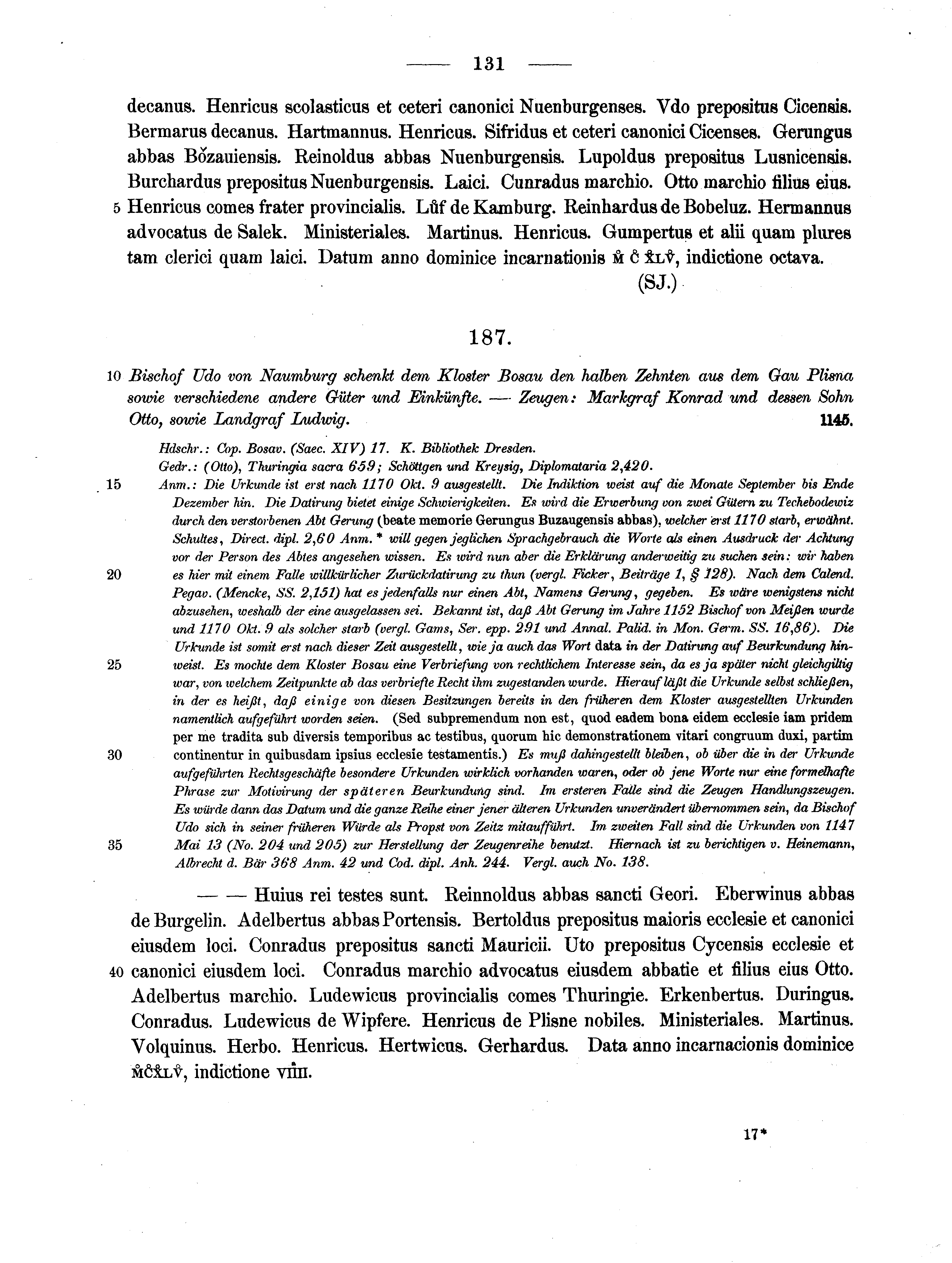 Historische Urkunde Seite 131 aus Band cds1a2
