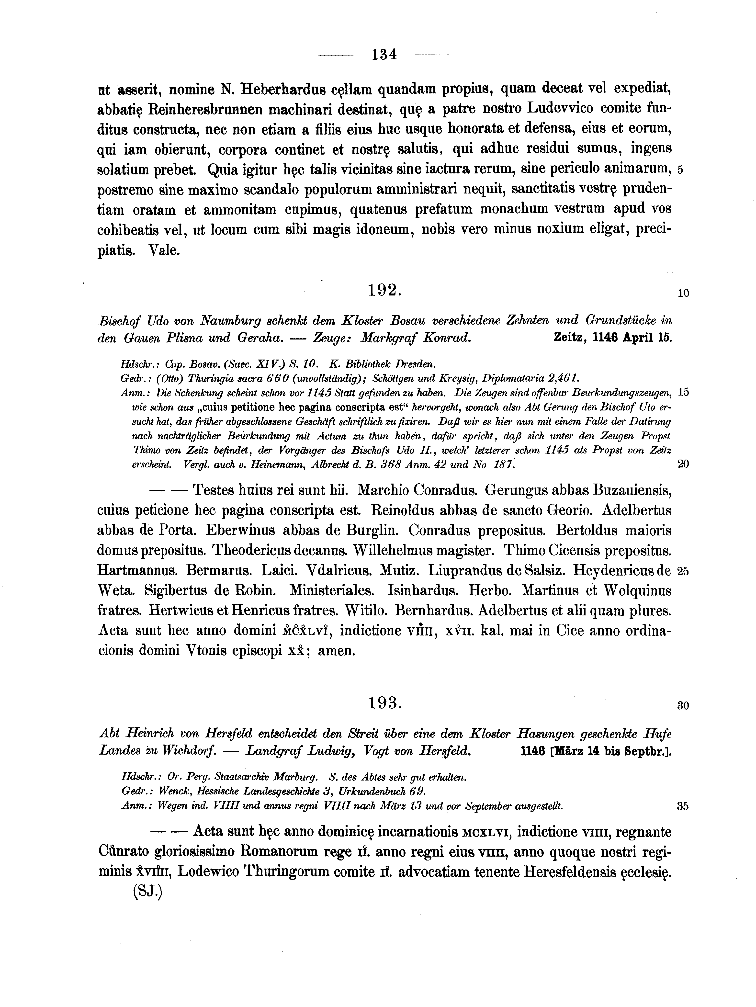 Historische Urkunde Seite 134 aus Band cds1a2