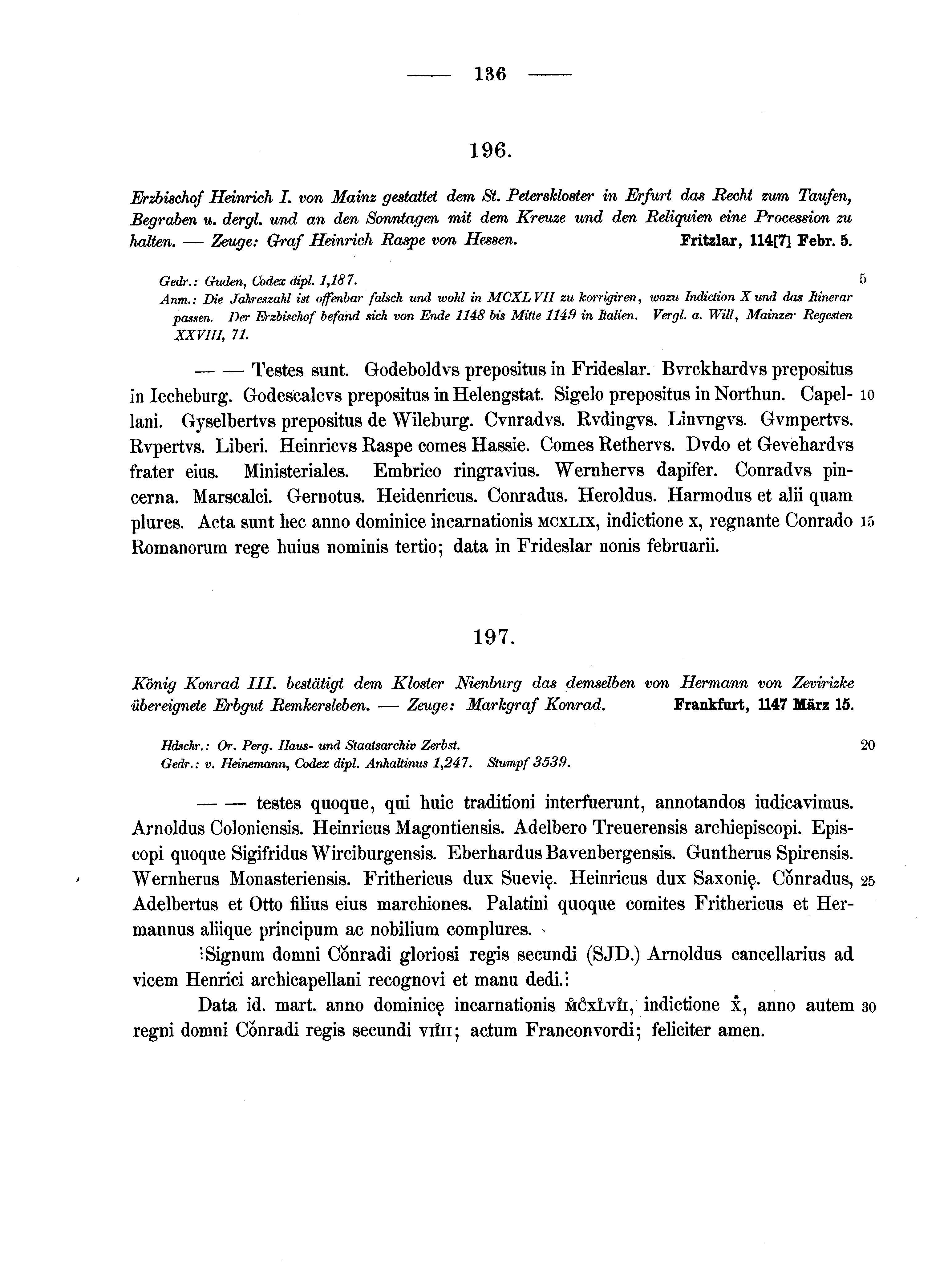 Historische Urkunde Seite 136 aus Band cds1a2