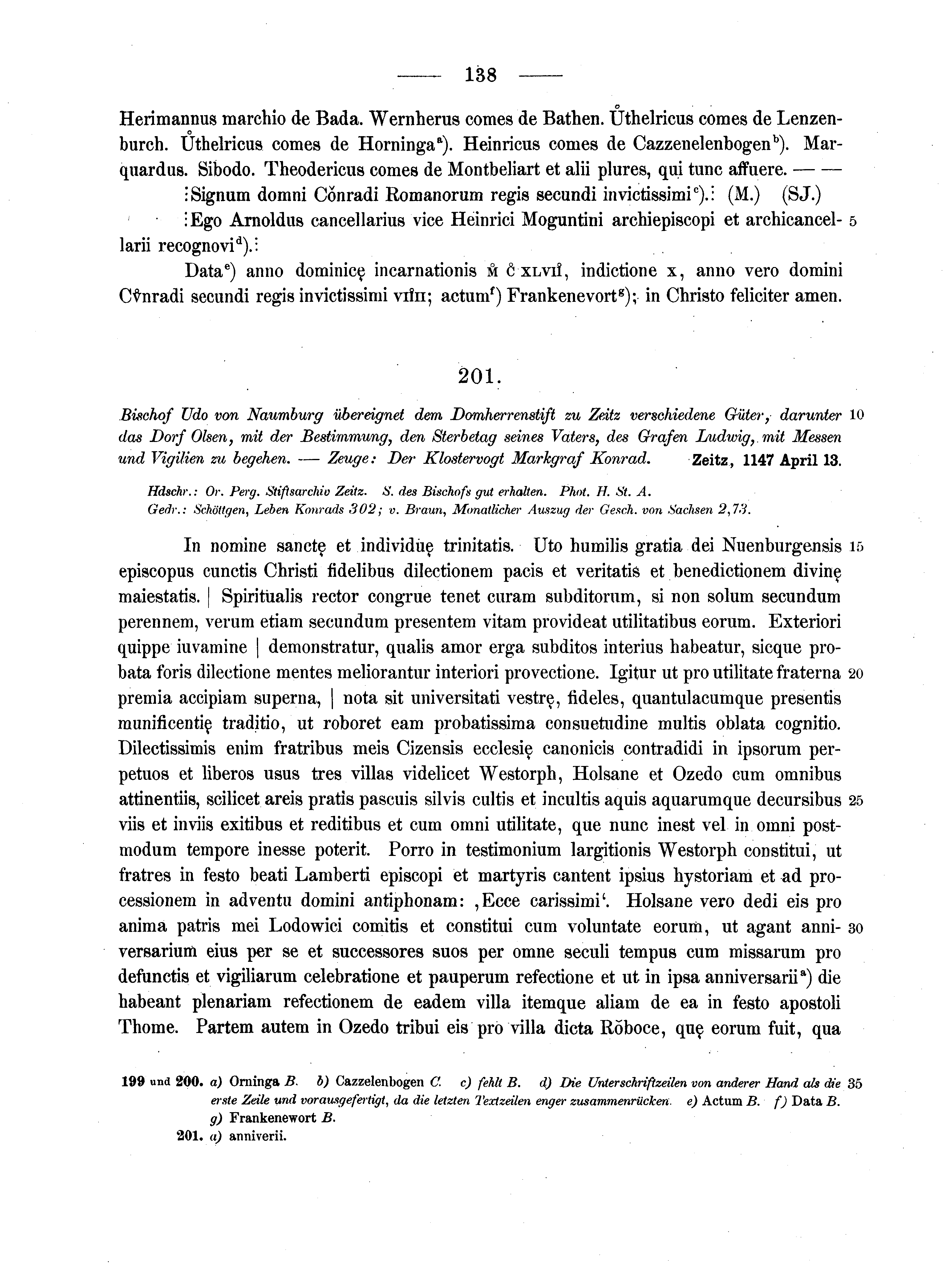 Historische Urkunde Seite 138 aus Band cds1a2