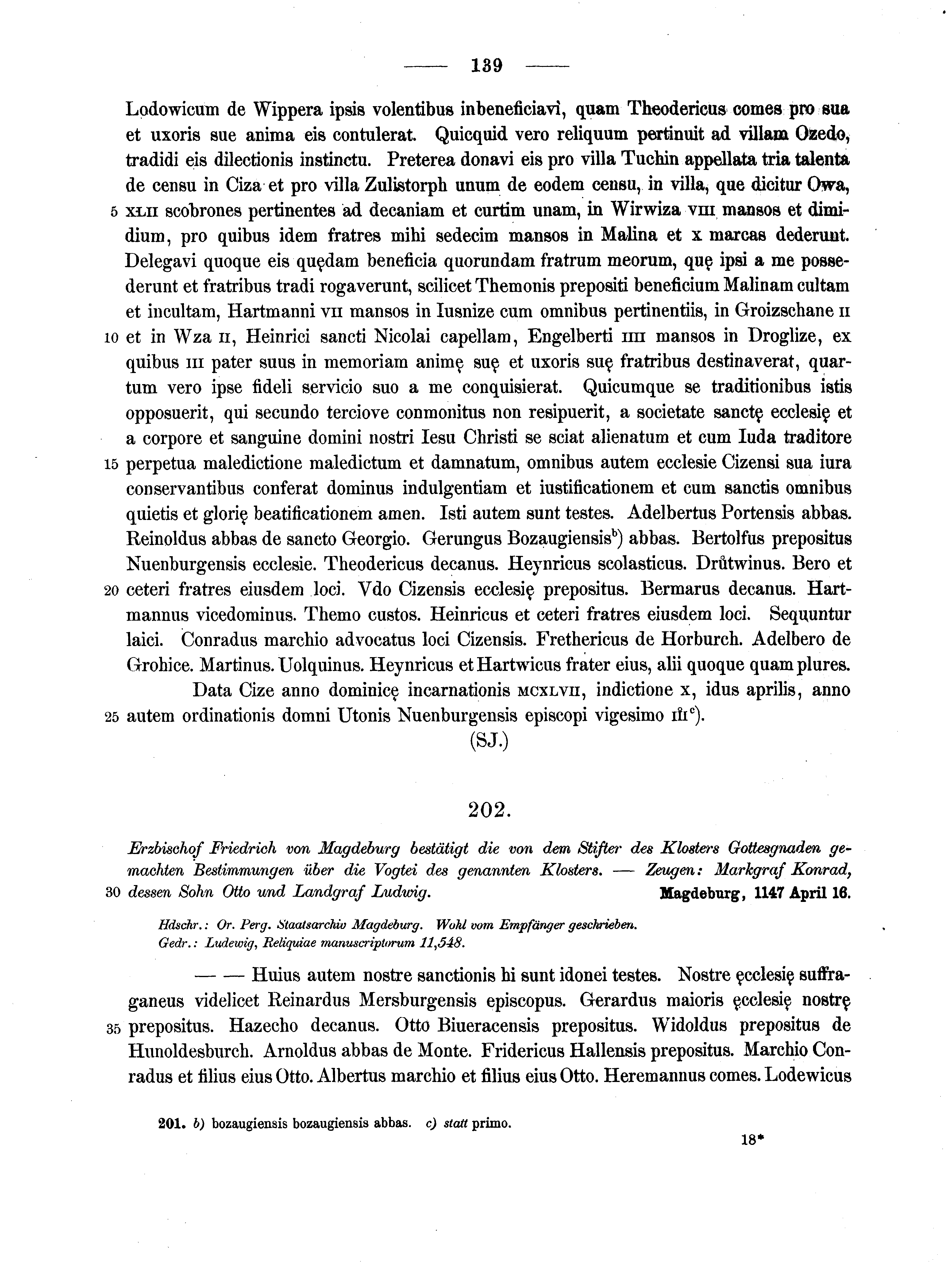 Historische Urkunde Seite 139 aus Band cds1a2