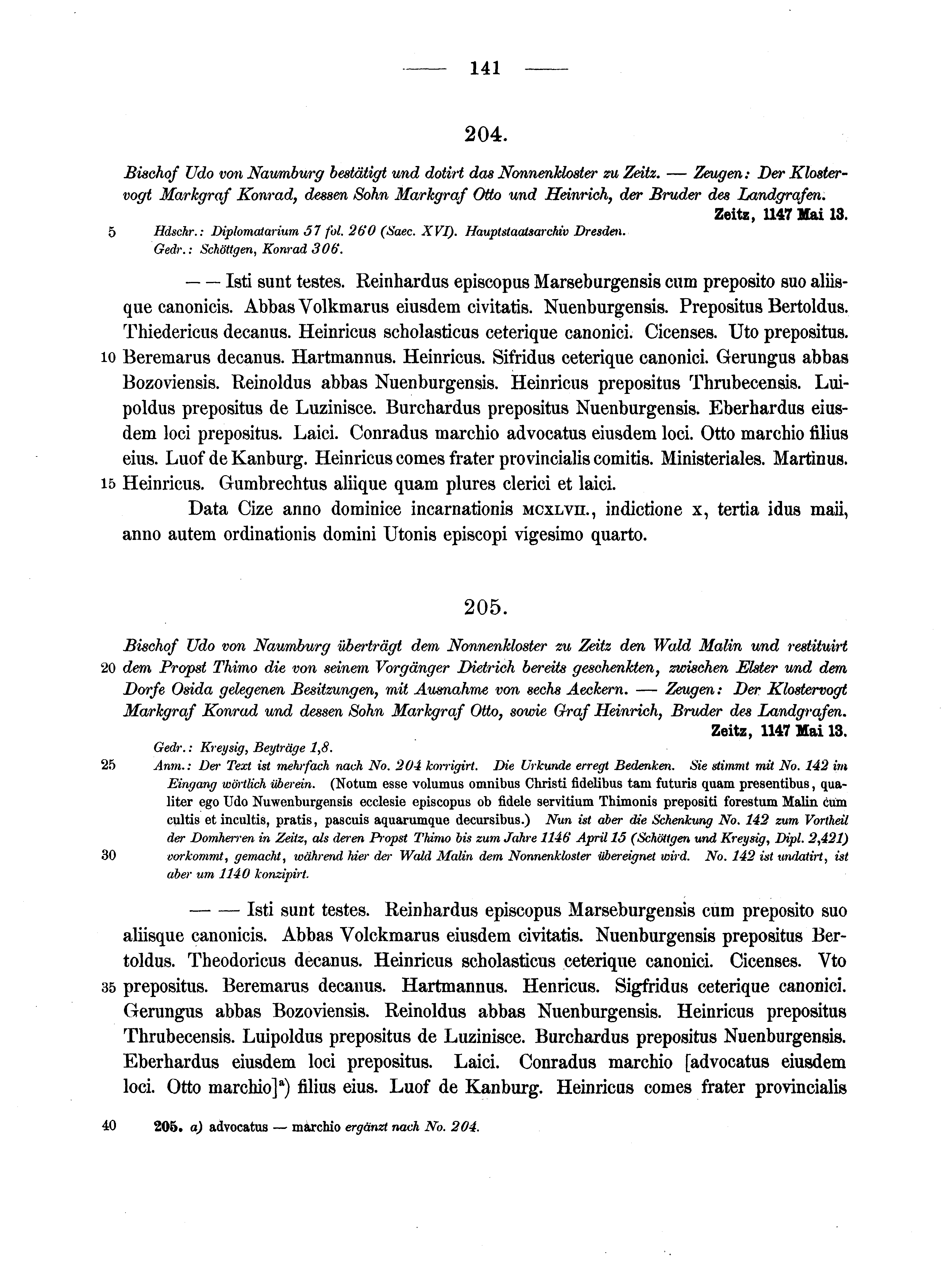 Historische Urkunde Seite 141 aus Band cds1a2