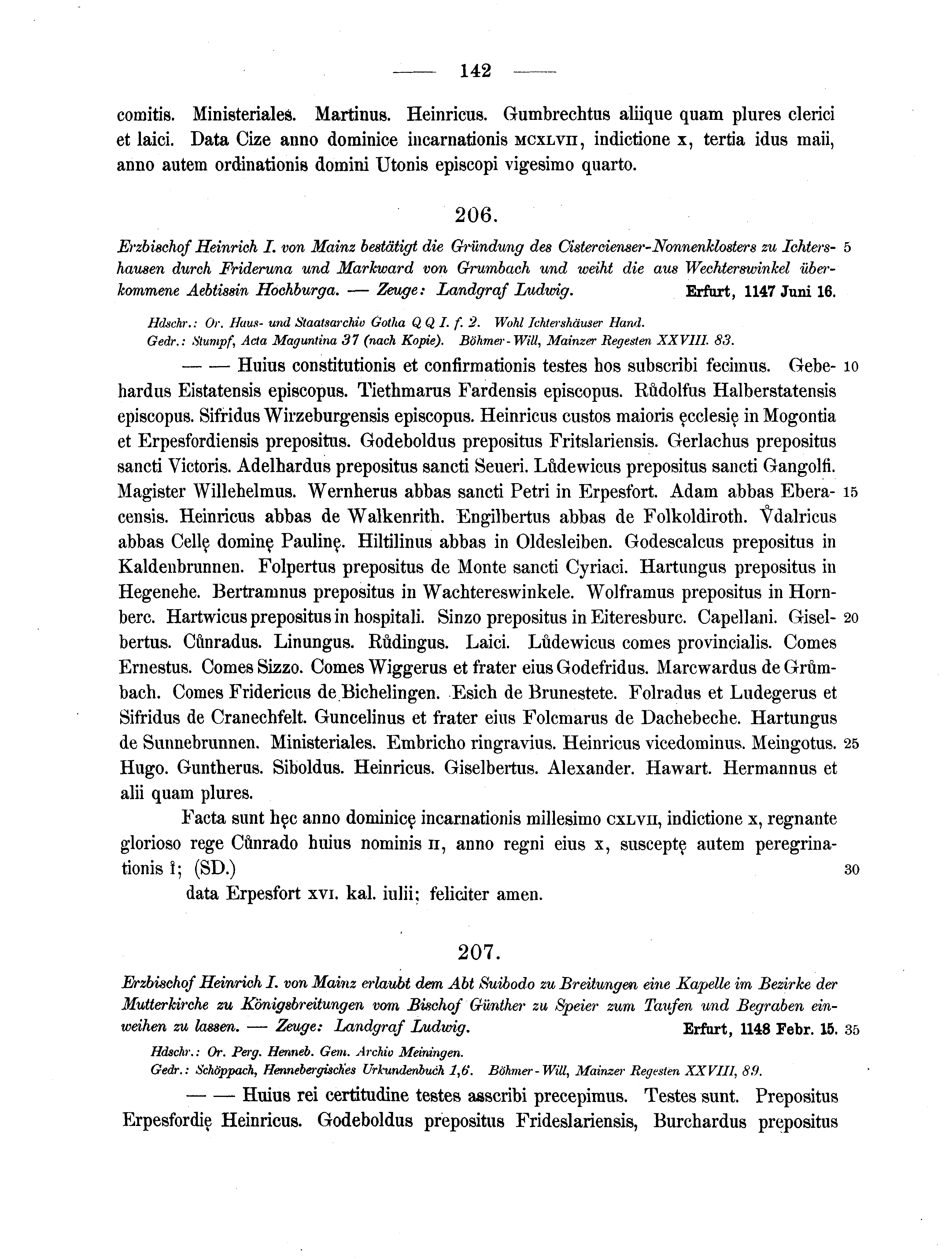 Historische Urkunde Seite 142 aus Band cds1a2