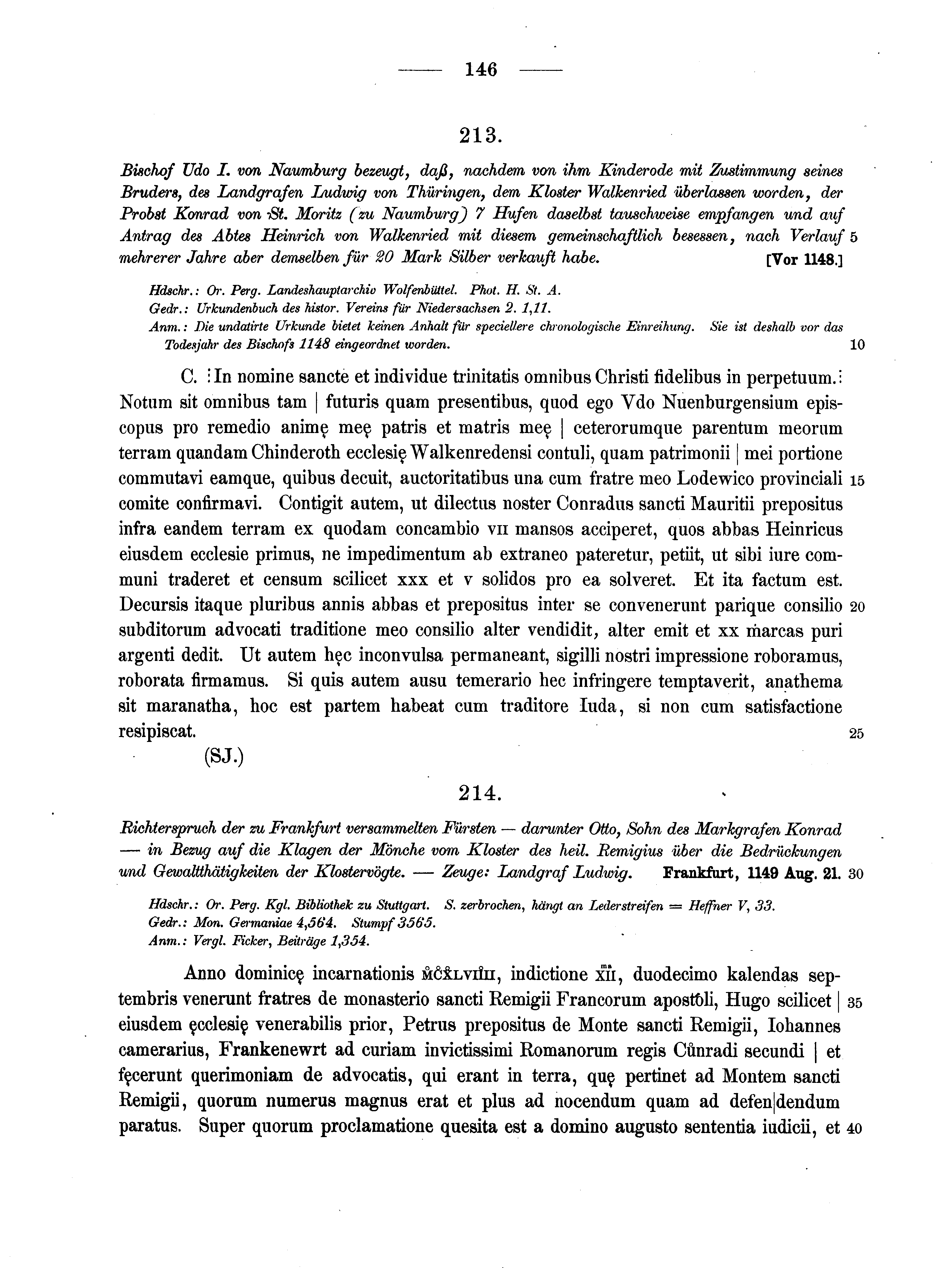Historische Urkunde Seite 146 aus Band cds1a2