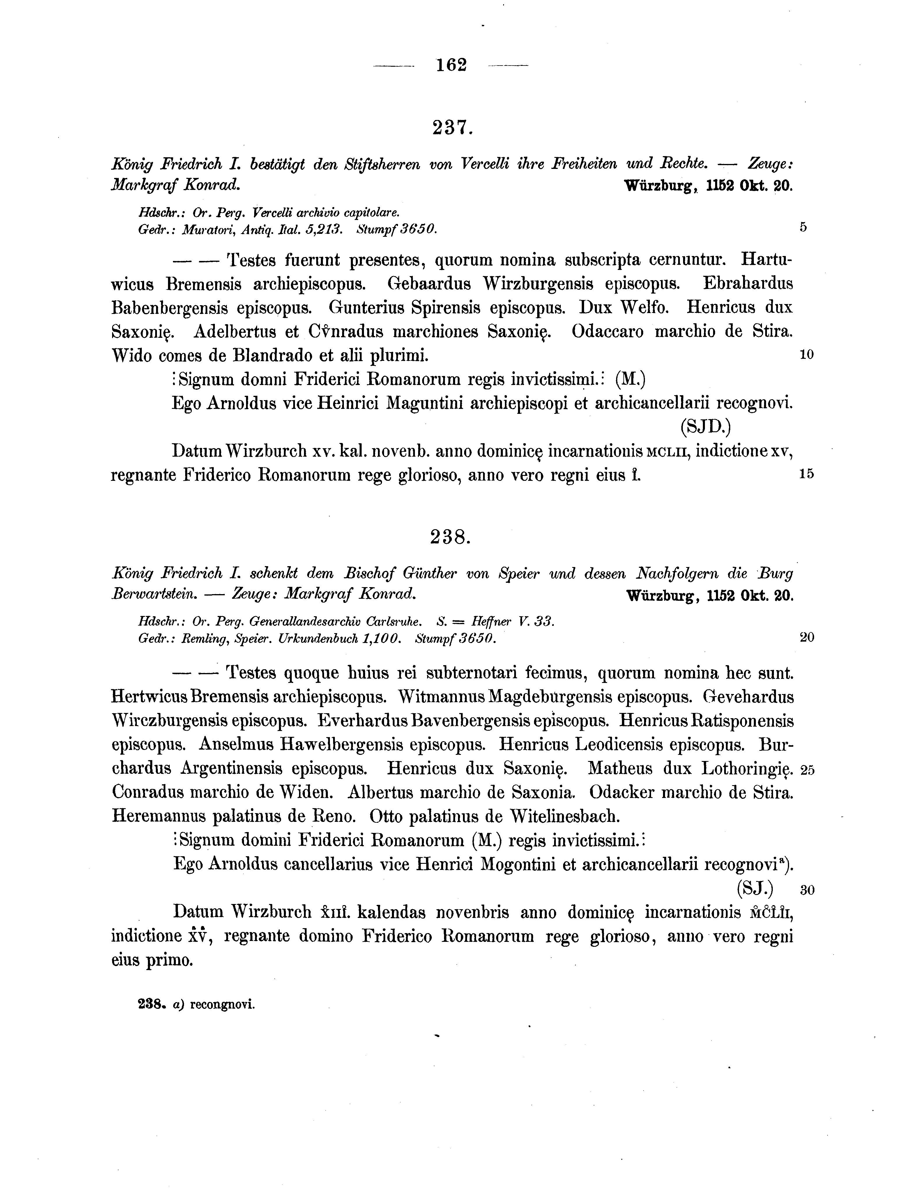 Historische Urkunde Seite 162 aus Band cds1a2