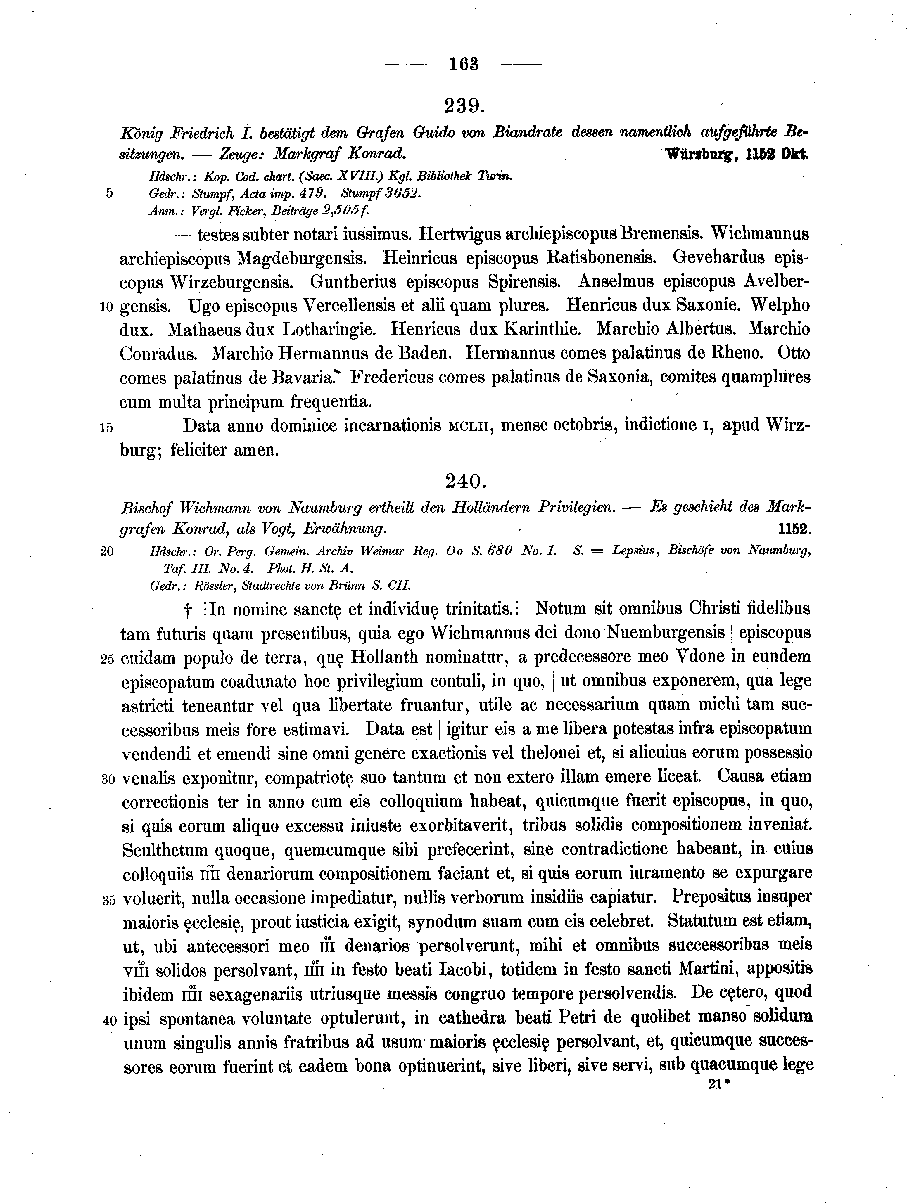 Historische Urkunde Seite 163 aus Band cds1a2