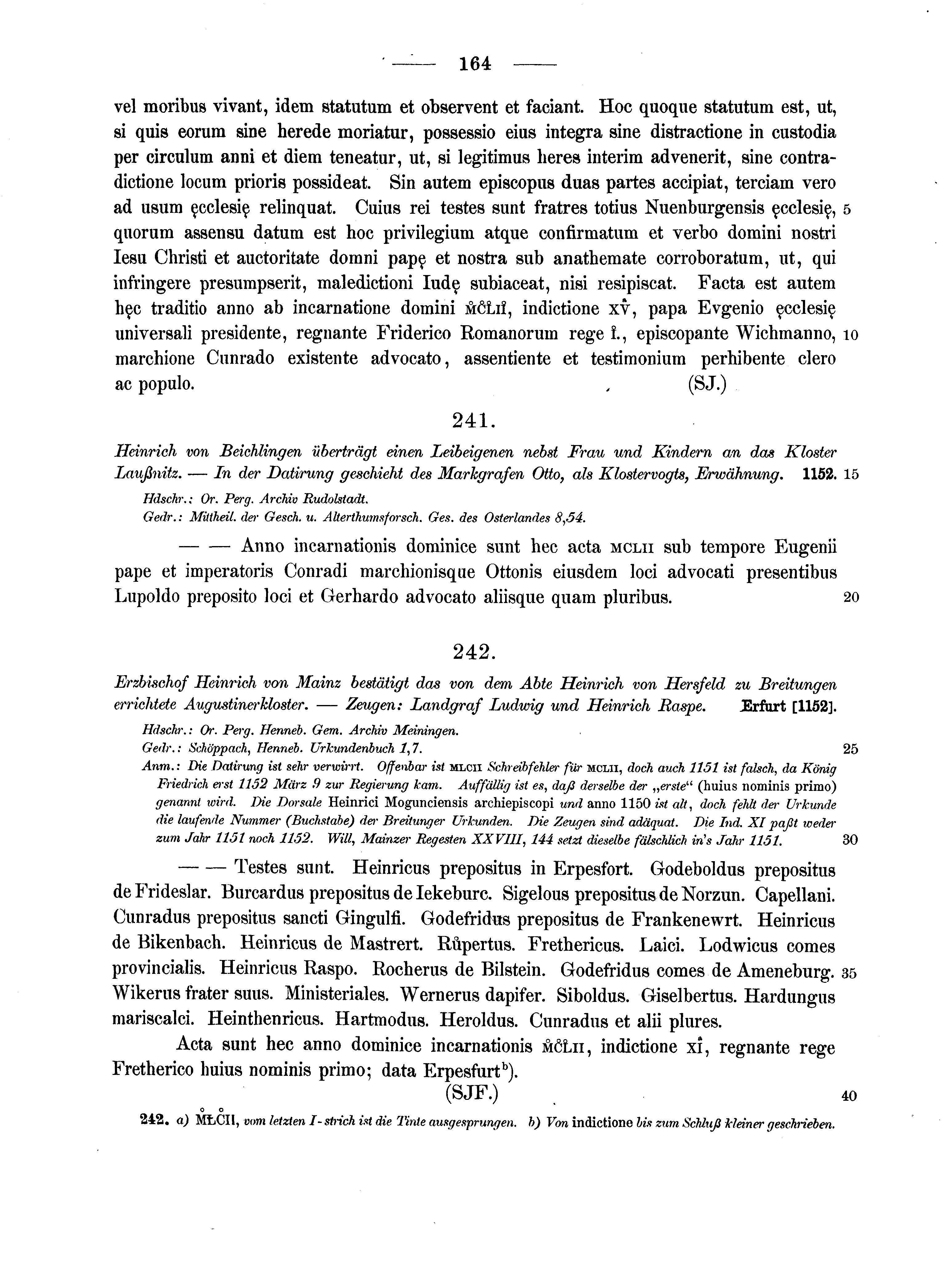 Historische Urkunde Seite 164 aus Band cds1a2