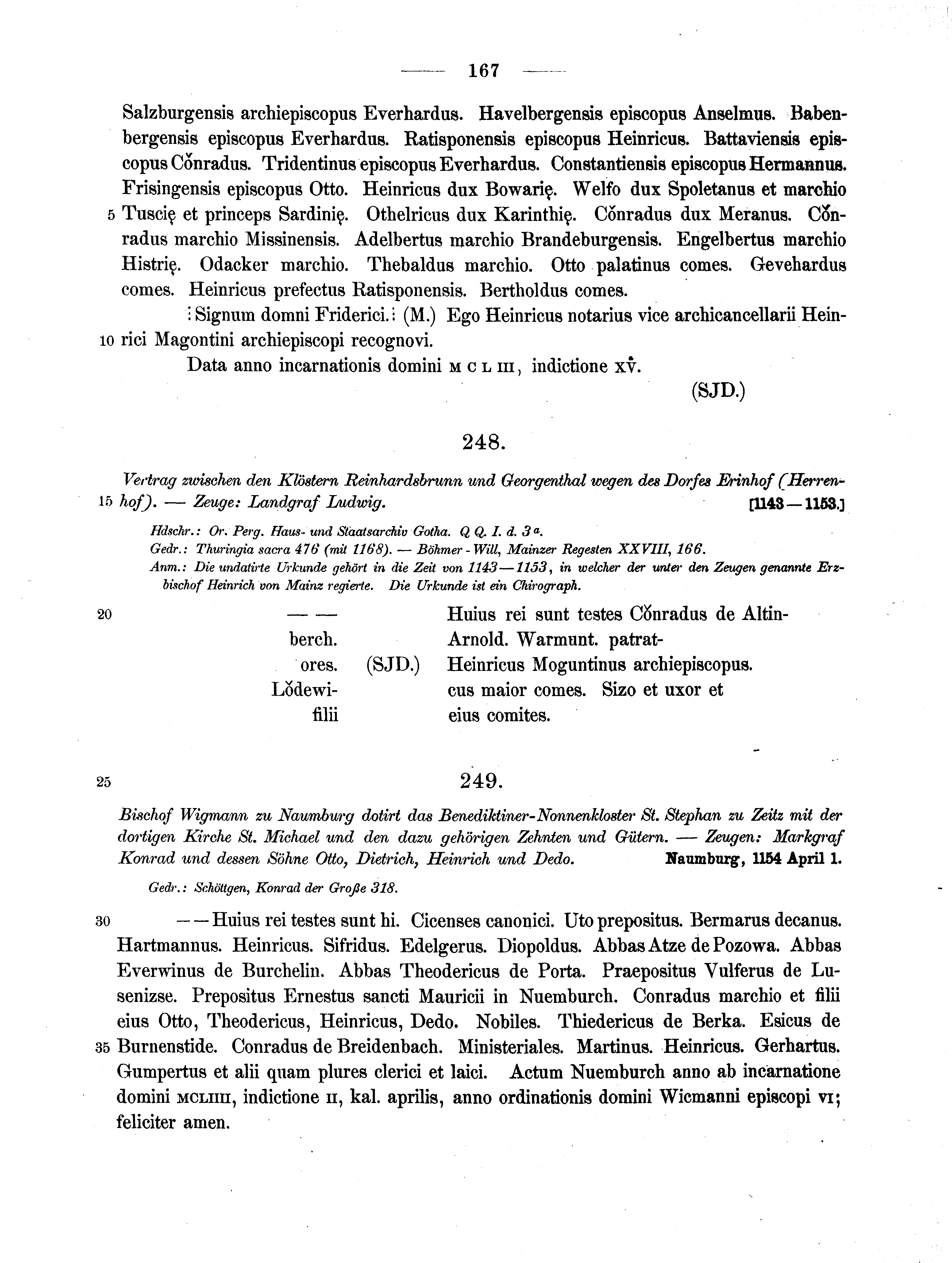 Historische Urkunde Seite 167 aus Band cds1a2