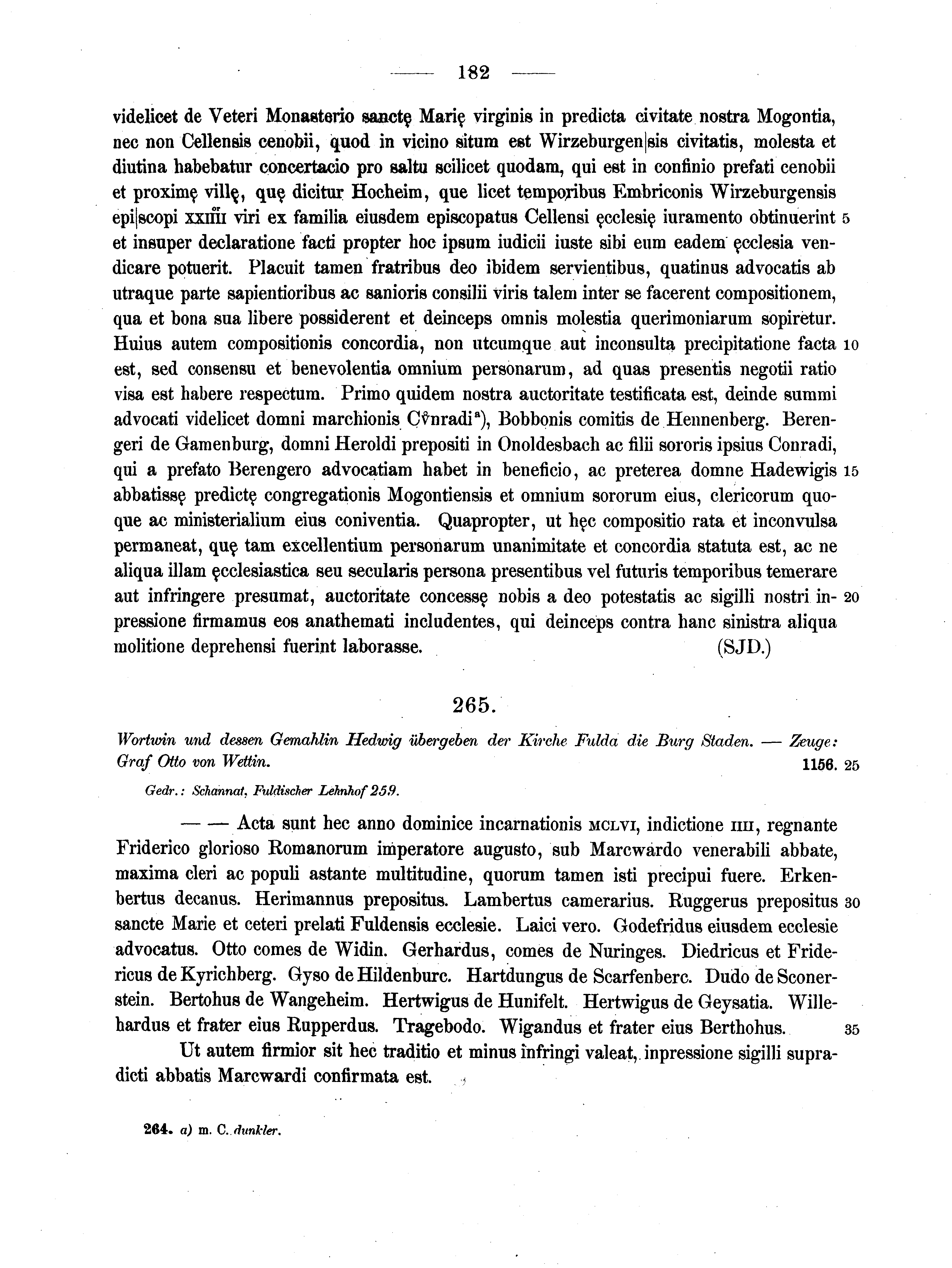 Historische Urkunde Seite 182 aus Band cds1a2