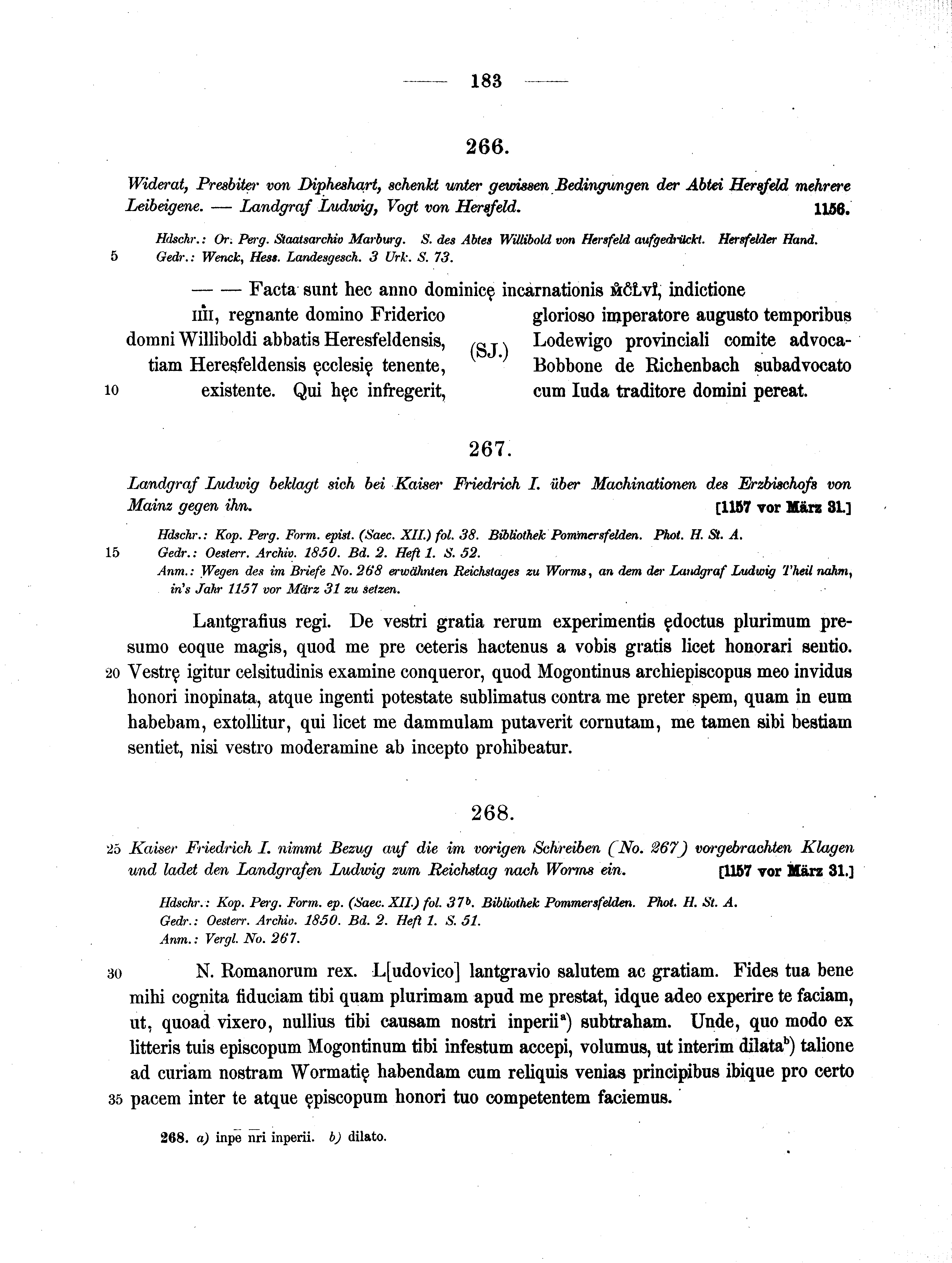 Historische Urkunde Seite 183 aus Band cds1a2