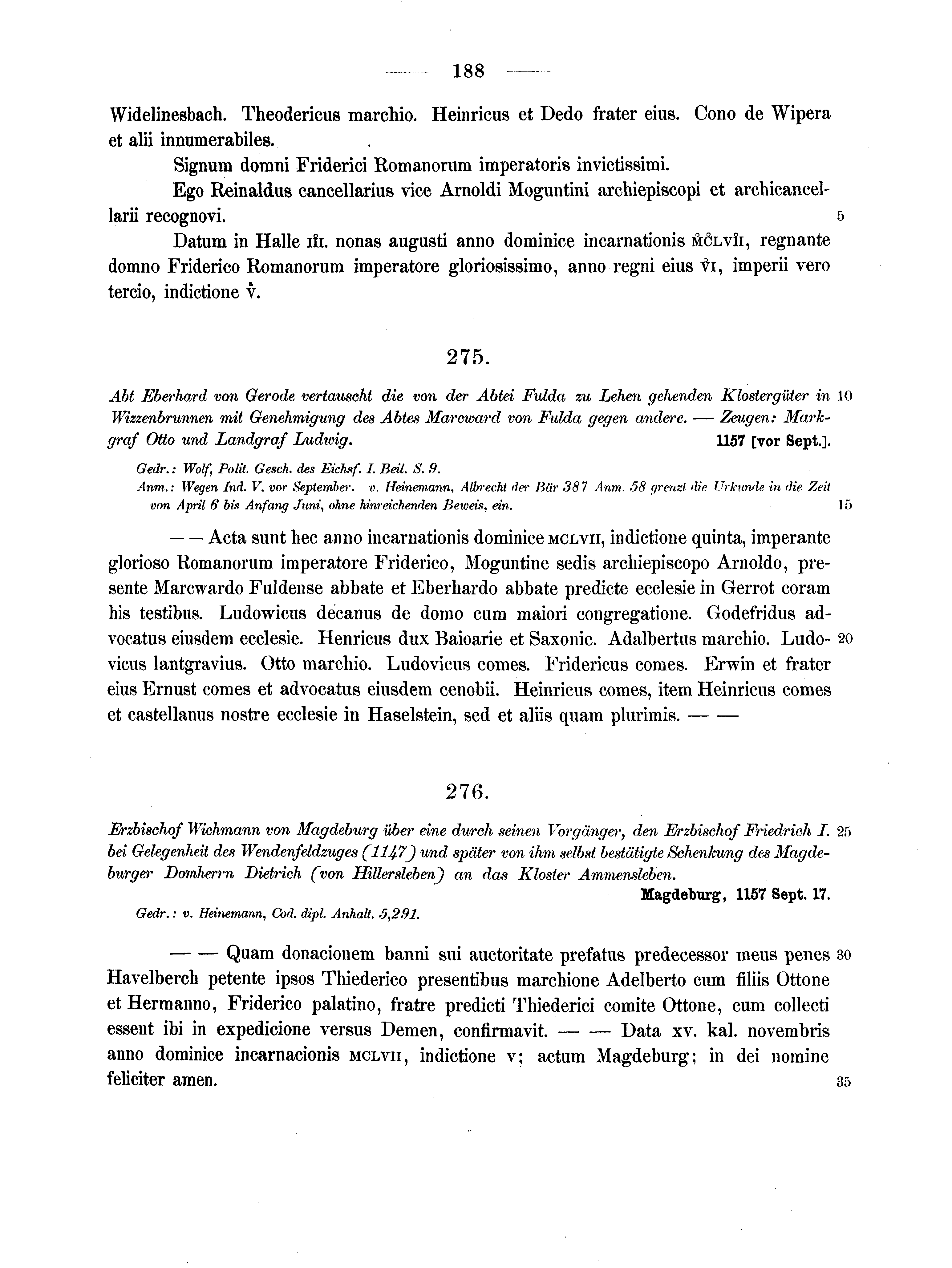 Historische Urkunde Seite 188 aus Band cds1a2