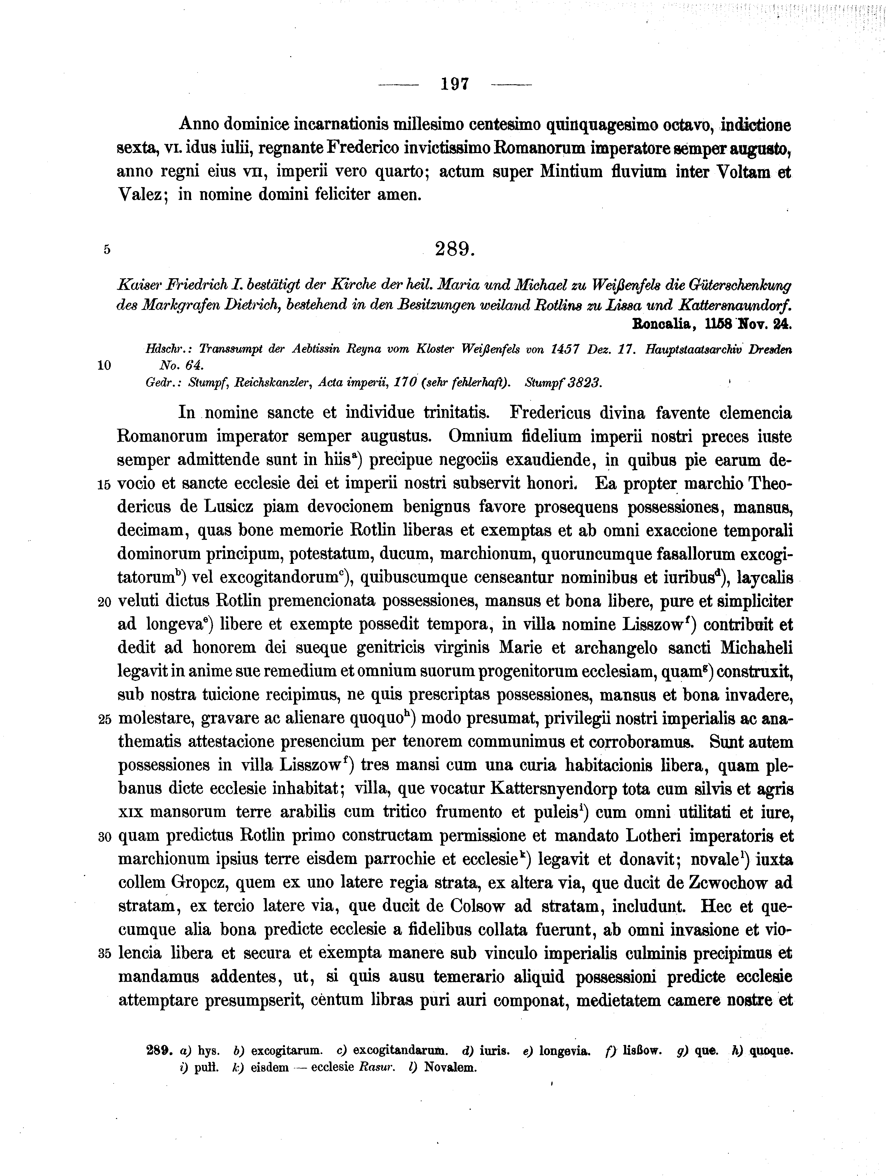 Historische Urkunde Seite 197 aus Band cds1a2