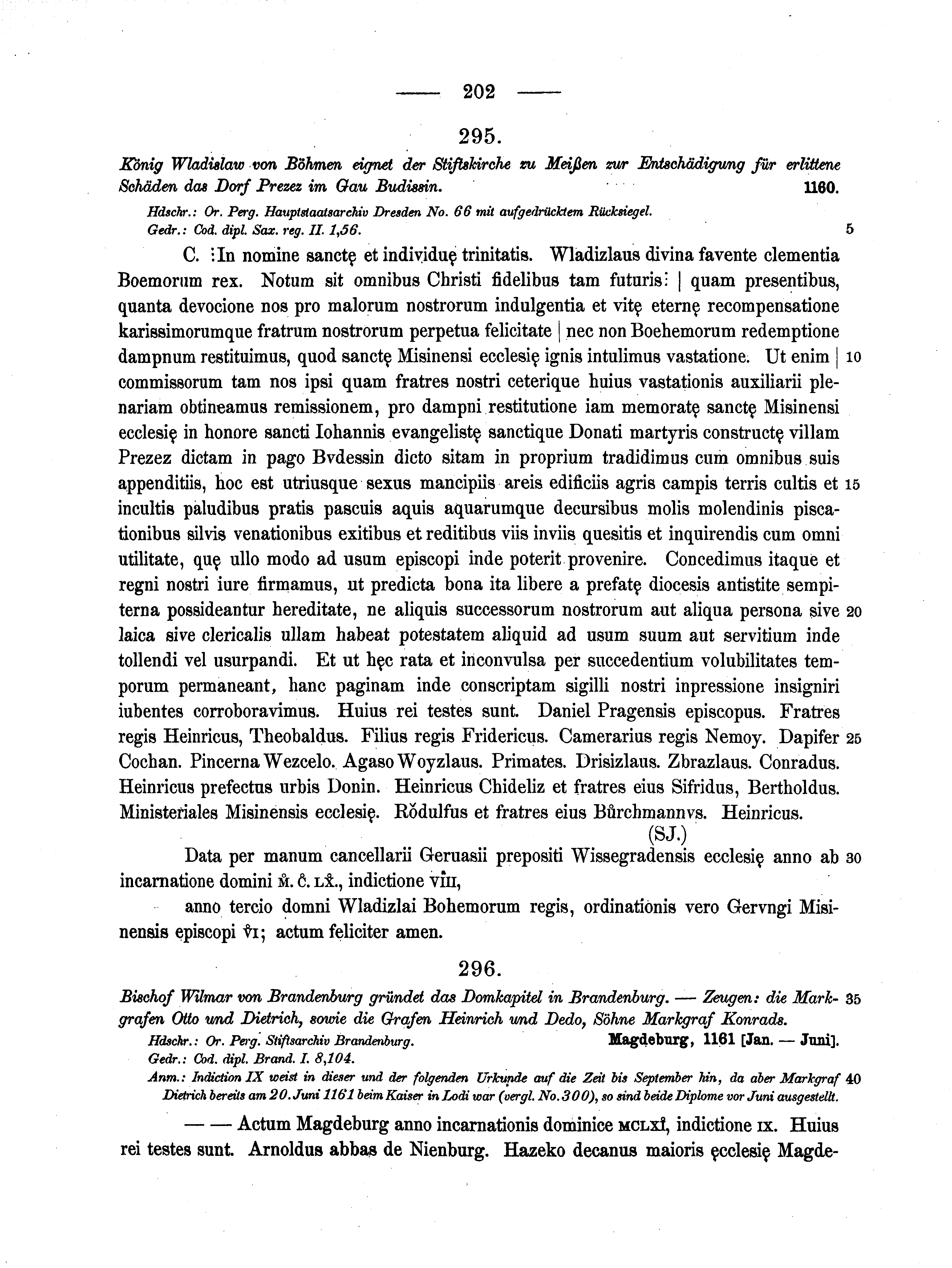 Historische Urkunde Seite 202 aus Band cds1a2