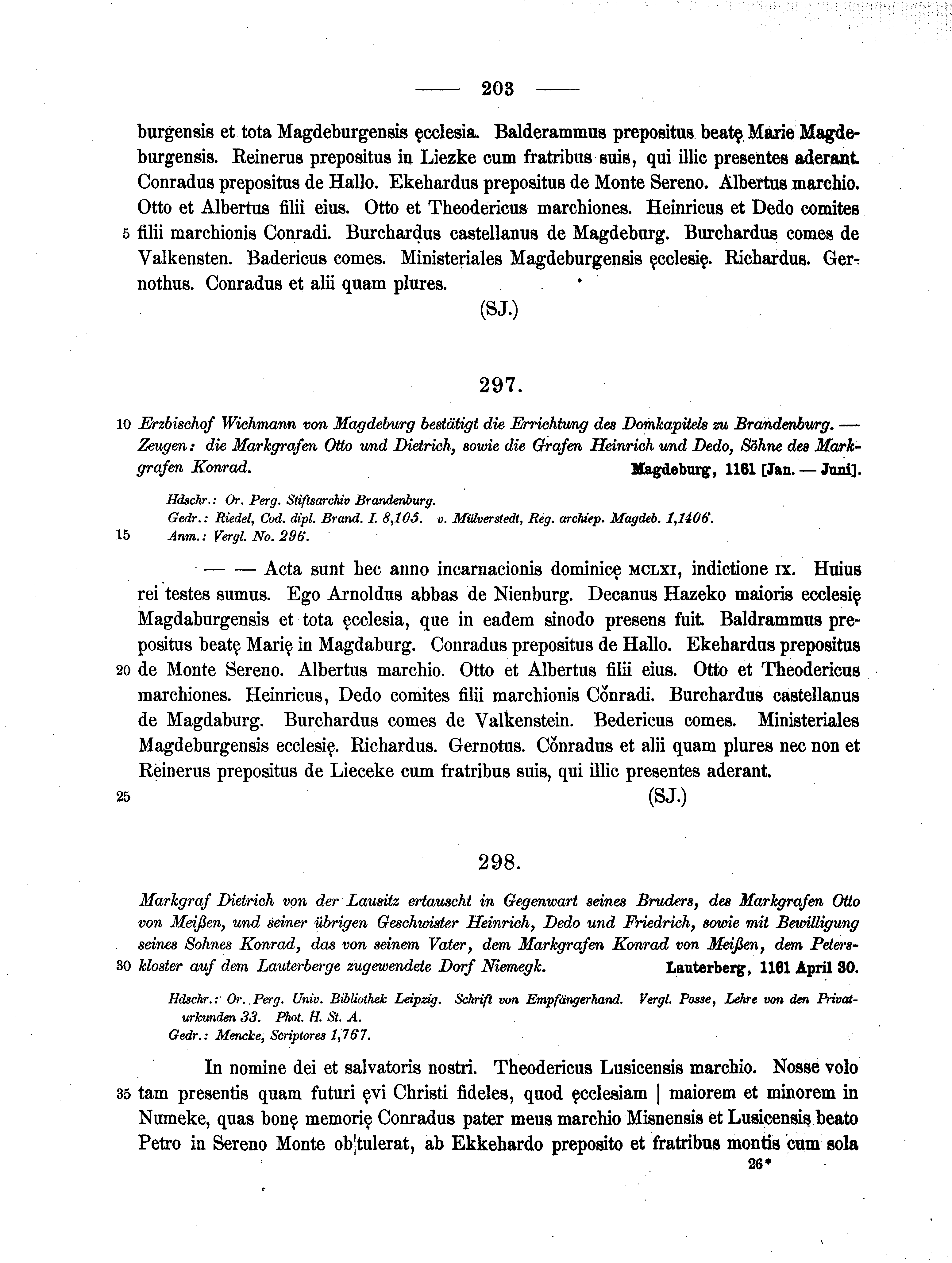 Historische Urkunde Seite 203 aus Band cds1a2