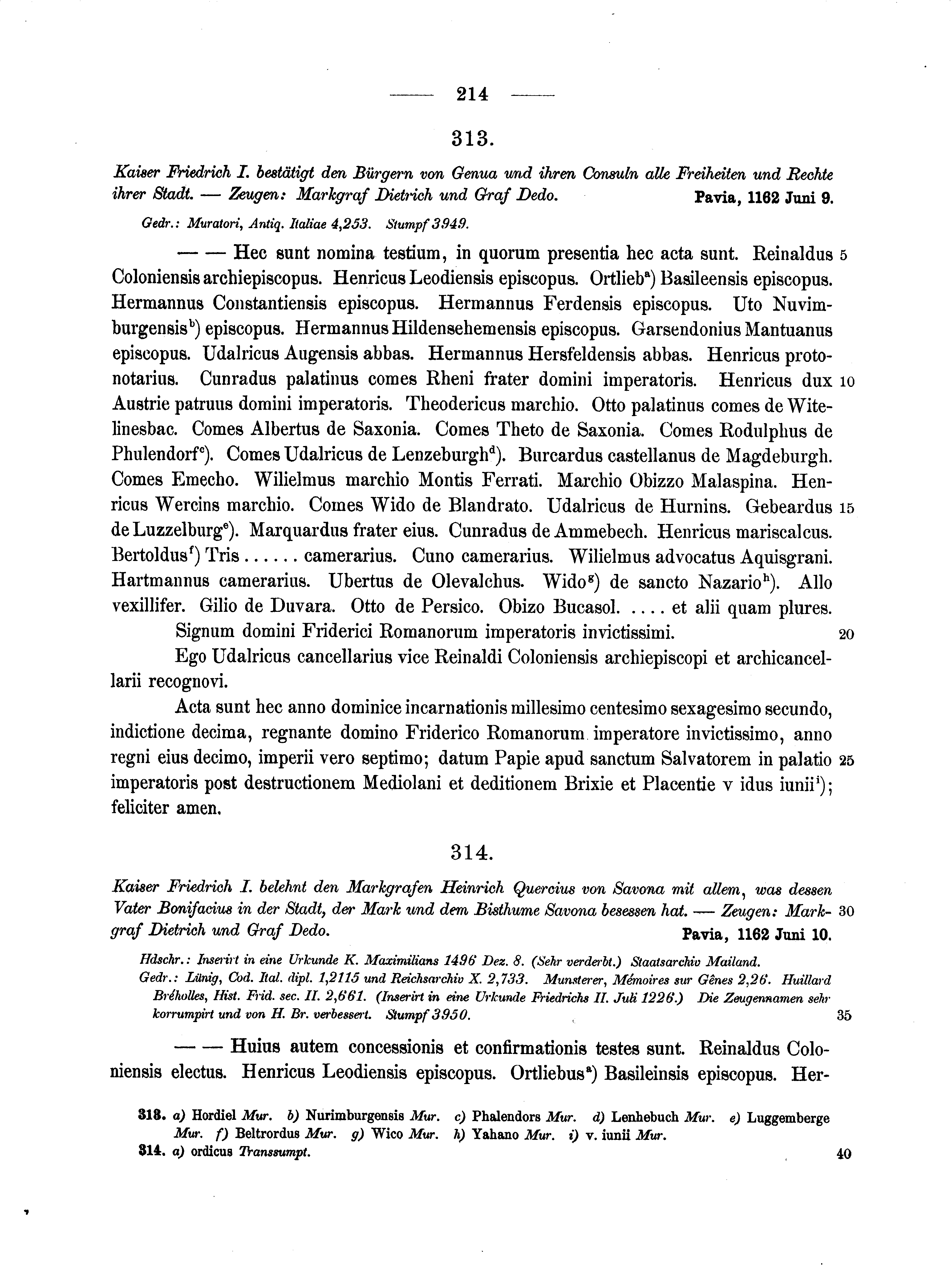 Historische Urkunde Seite 214 aus Band cds1a2