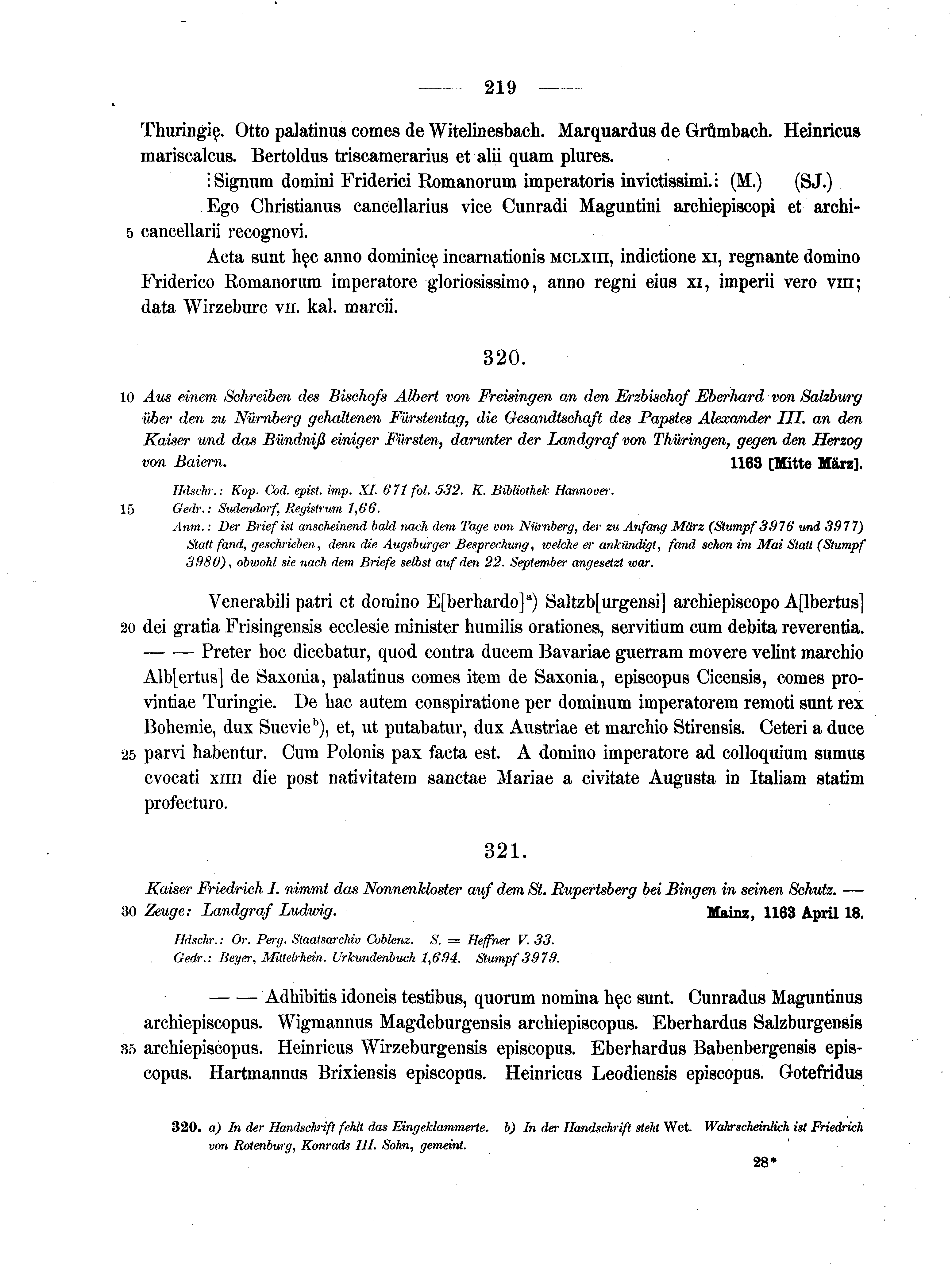 Historische Urkunde Seite 219 aus Band cds1a2