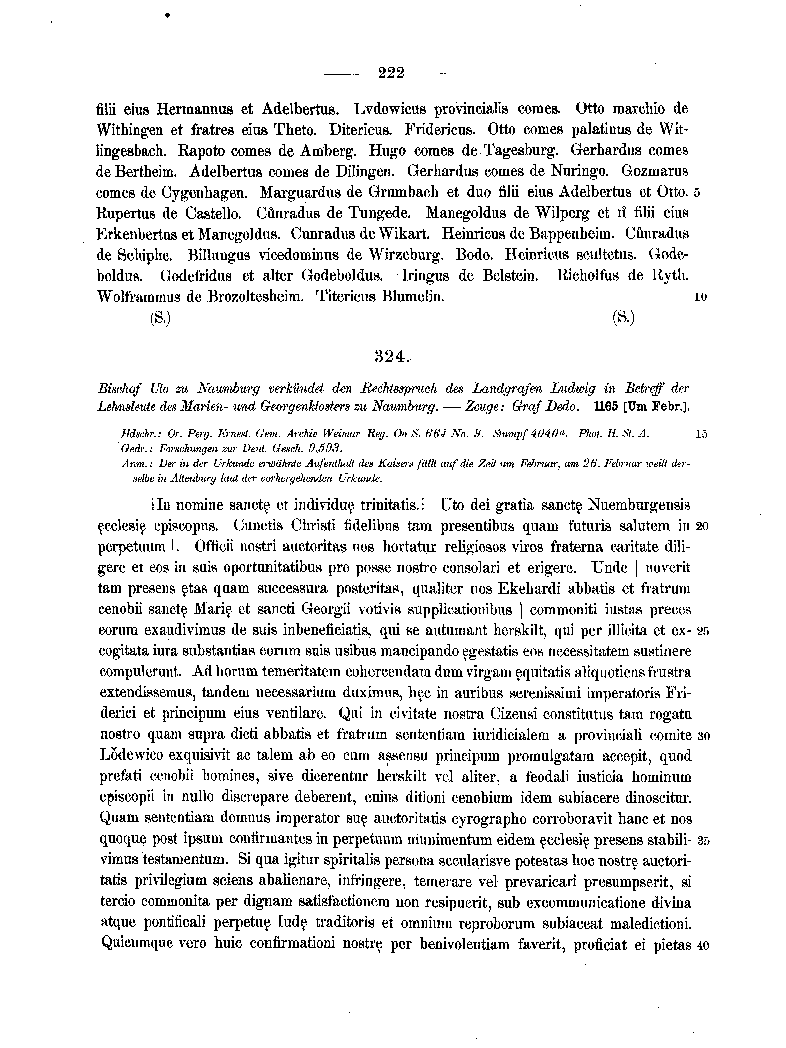 Historische Urkunde Seite 222 aus Band cds1a2