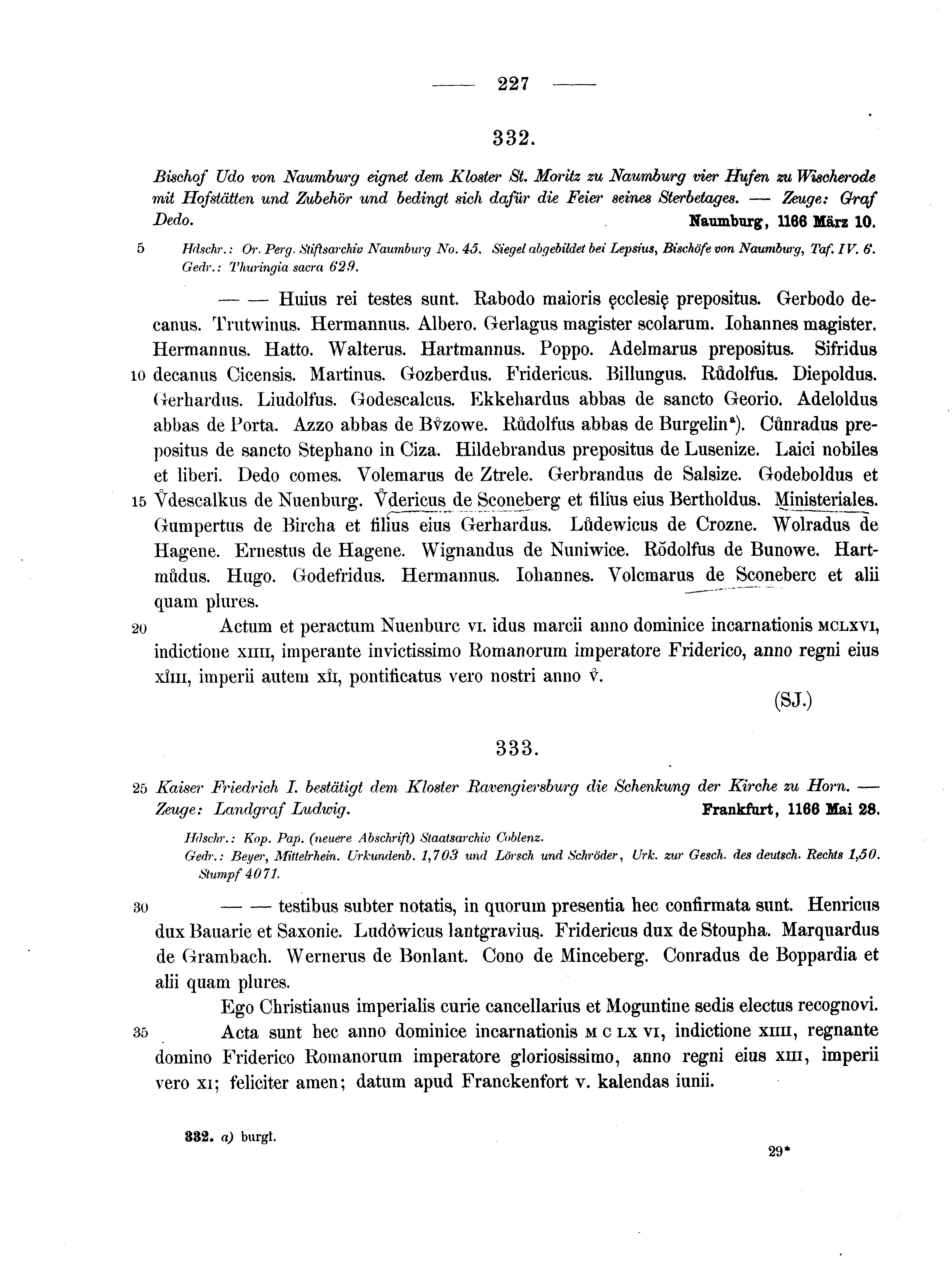 Historische Urkunde Seite 227 aus Band cds1a2