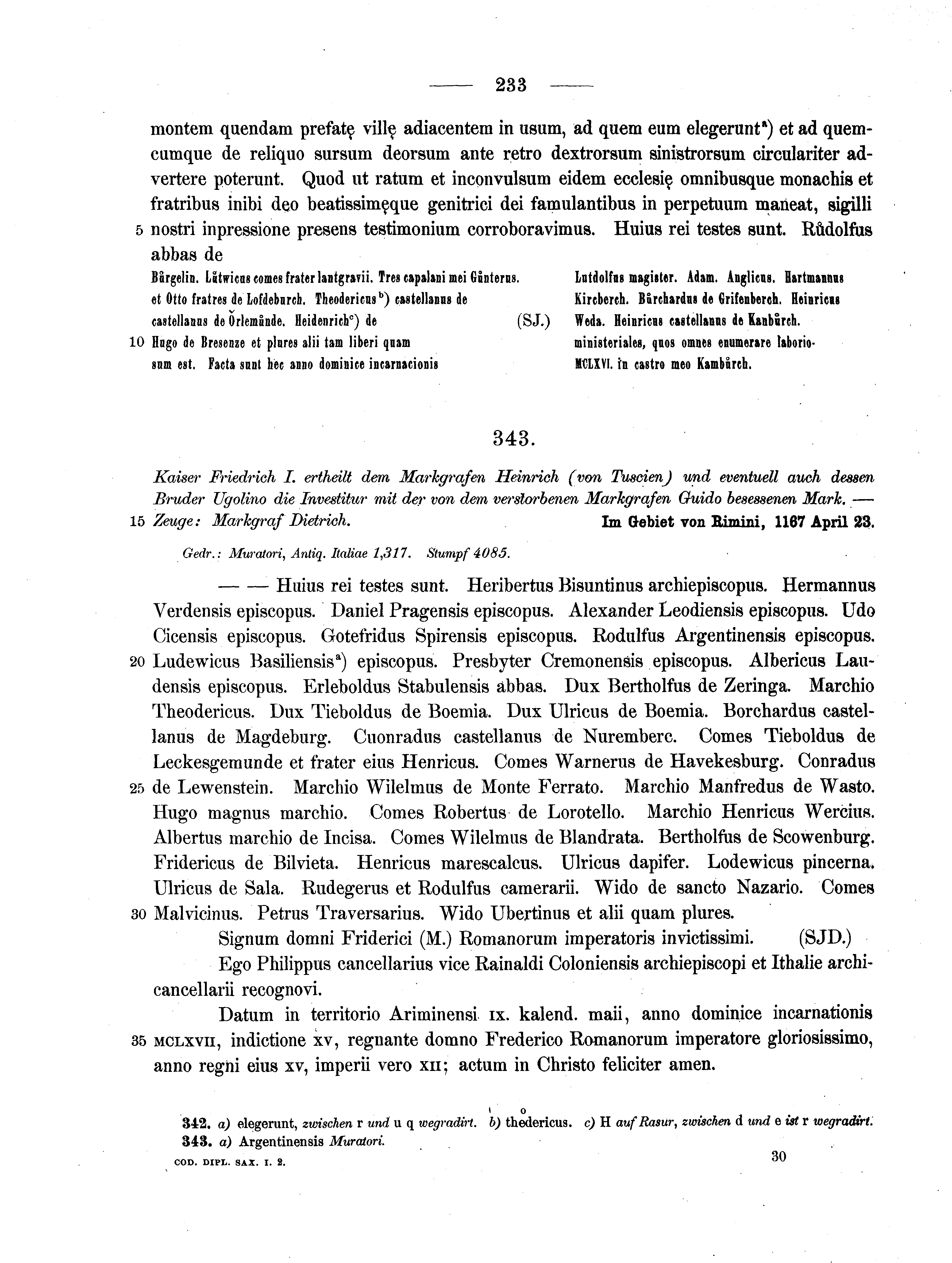 Historische Urkunde Seite 233 aus Band cds1a2