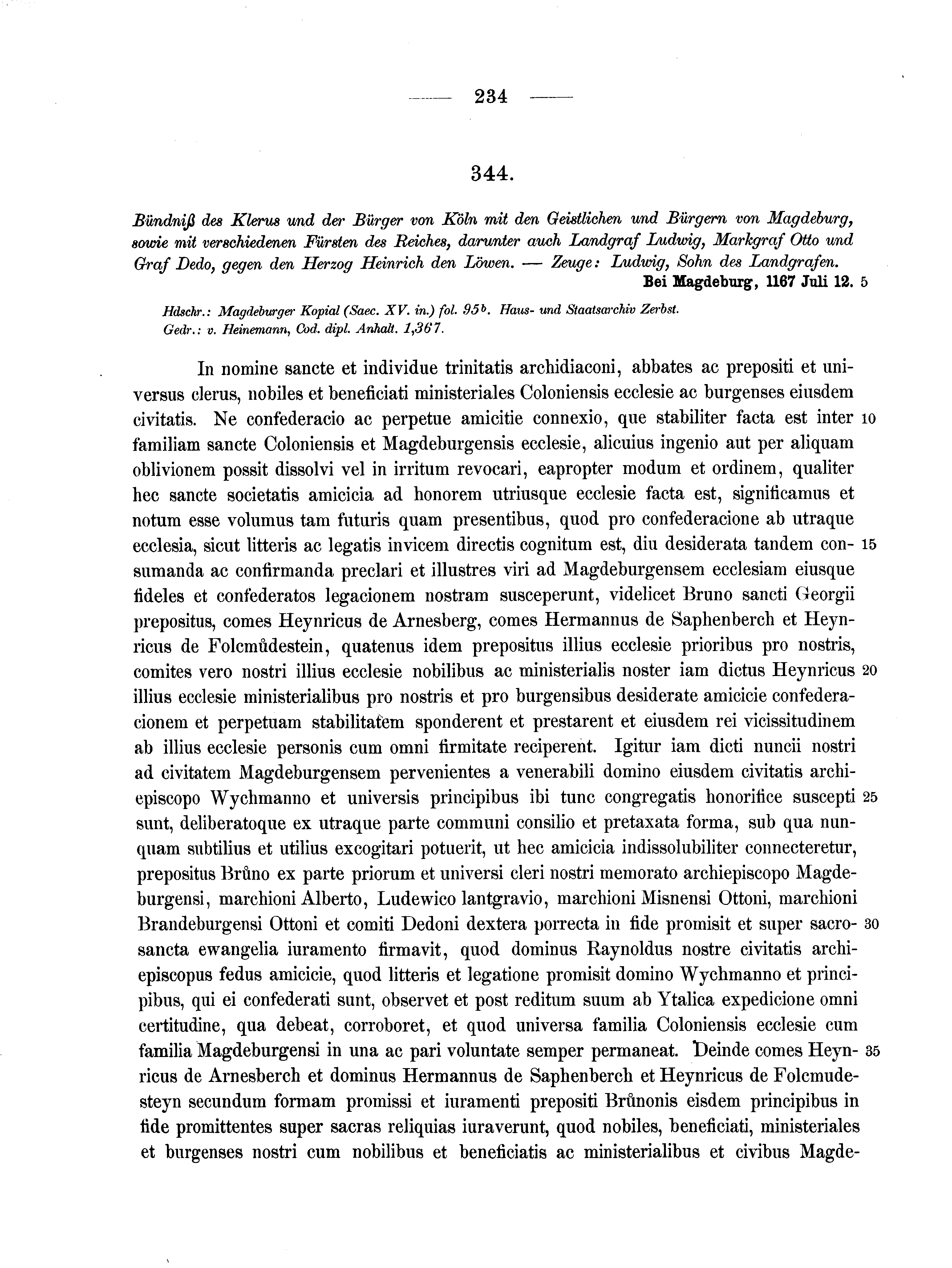 Historische Urkunde Seite 234 aus Band cds1a2