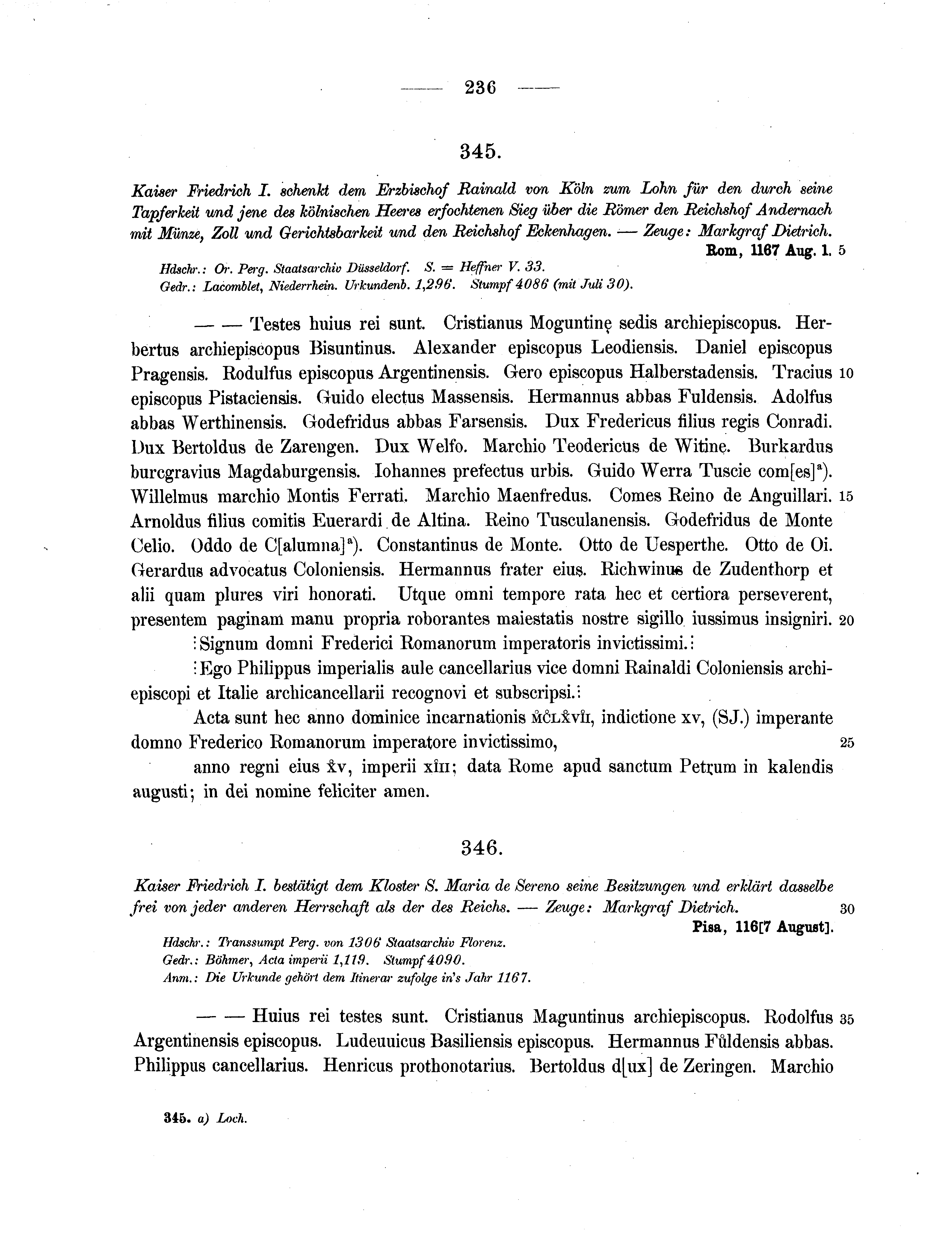 Historische Urkunde Seite 236 aus Band cds1a2
